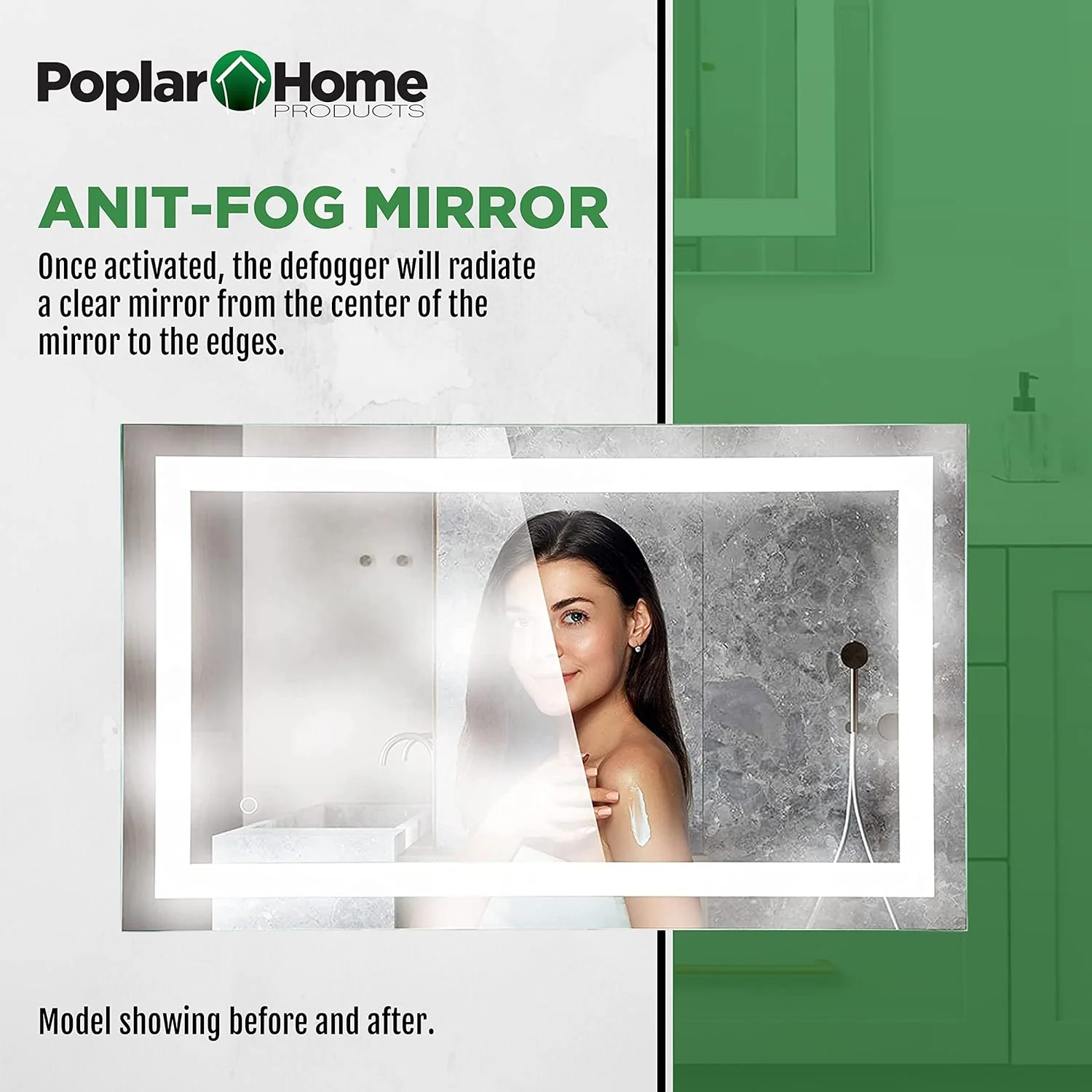 آینه روشویی LED پاپلار هوم پروداکتس، 81x81 سانتی متر، نصب دیواری، دیمر دار، ضد بخار - طراحی مدرن و بدون قاب آینه روشویی LED پاپلار هوم پروداکتس، 81x81 سانتی متر، نصب دیواری، دیمر دار، ضد بخار - طراحی مدرن و بدون قاب