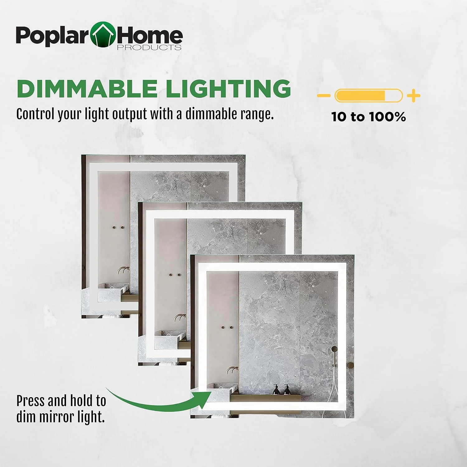 آینه روشویی LED پاپلار هوم پروداکتس، 81x81 سانتی متر، نصب دیواری، دیمر دار، ضد بخار - طراحی مدرن و بدون قاب آینه روشویی LED پاپلار هوم پروداکتس، 81x81 سانتی متر، نصب دیواری، دیمر دار، ضد بخار - طراحی مدرن و بدون قاب