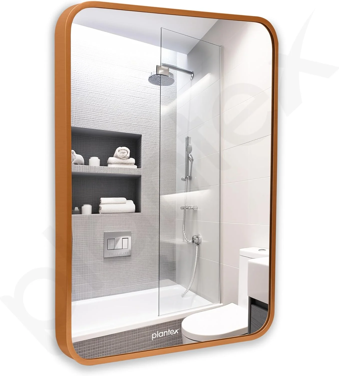 آینه قاب دار آلومینیومی مدرن Plantex با روکش برس خورده برای دیوار/آینه حمام/آینه روشویی/آینه دیواری برای اتاق خواب/اتاق پرو/اتاق نشیمن/شکل مستطیل (45x60 سانتی متر | طلایی) آینه قاب دار آلومینیومی مدرن Plantex با روکش برس خورده برای دیوار/آینه حمام/آینه روشویی/آینه دیواری برای اتاق خواب/اتاق پرو/اتاق نشیمن/شکل مستطیل (45x60 سانتی متر | طلایی)