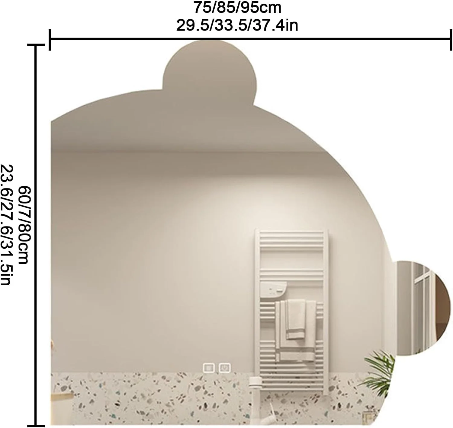 آینه حمام QOYBGJDD با چراغ های LED، آینه آرایشی لمسی هوشمند، آینه خرسی، نصب دیواری با قابلیت ضد بخار تک لمسی، ایمن و ضد انفجار، مناسب برای هتل حمام (نور گرم، 31.5 * 37.4 اینچ)