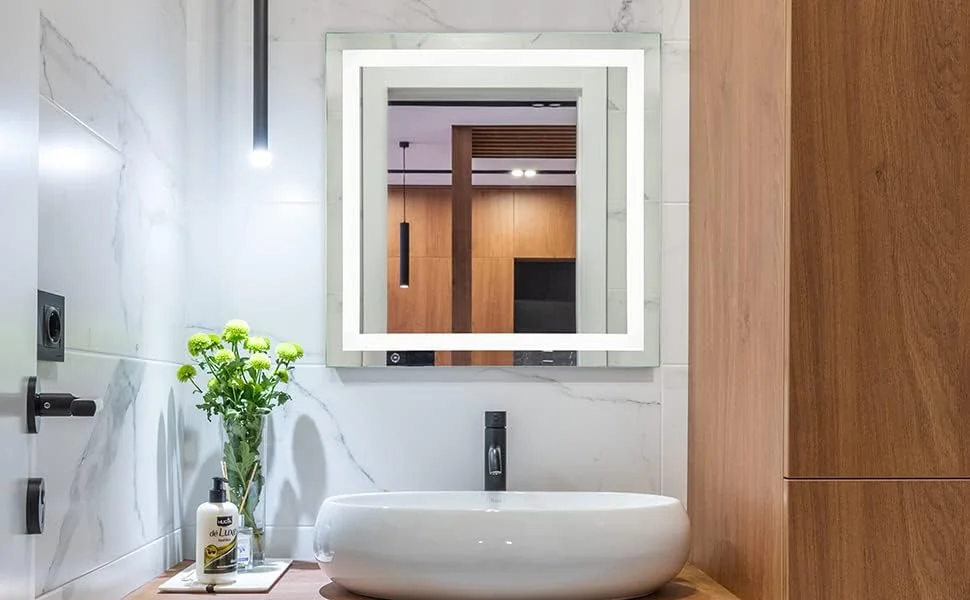 آینه روشویی LED پاپلار هوم پروداکتس، 81x81 سانتی متر، نصب دیواری، دیمر دار، ضد بخار - طراحی مدرن و بدون قاب آینه روشویی LED پاپلار هوم پروداکتس، 81x81 سانتی متر، نصب دیواری، دیمر دار، ضد بخار - طراحی مدرن و بدون قاب