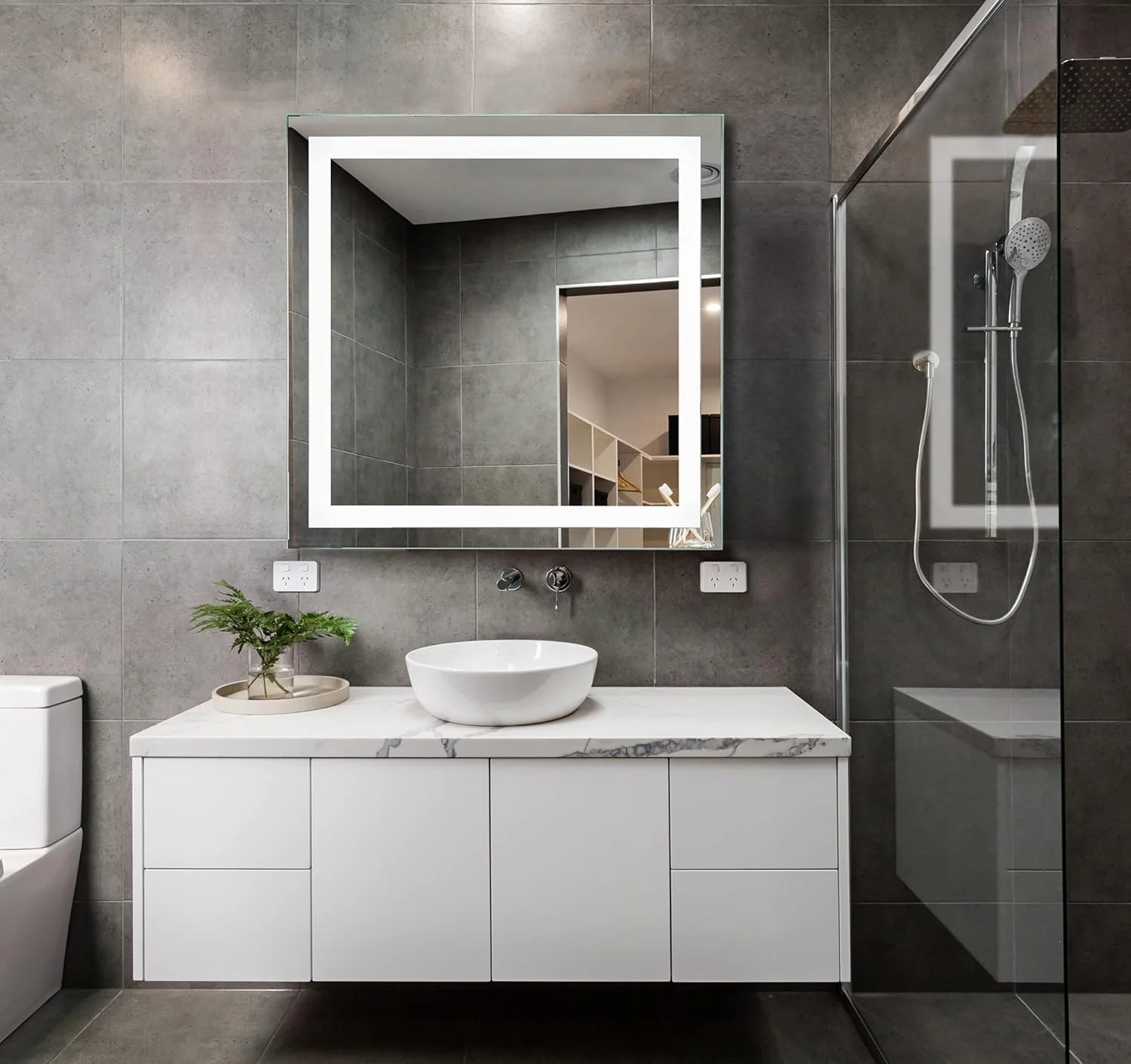 آینه روشویی LED پاپلار هوم پروداکتس، 81x81 سانتی متر، نصب دیواری، دیمر دار، ضد بخار - طراحی مدرن و بدون قاب آینه روشویی LED پاپلار هوم پروداکتس، 81x81 سانتی متر، نصب دیواری، دیمر دار، ضد بخار - طراحی مدرن و بدون قاب