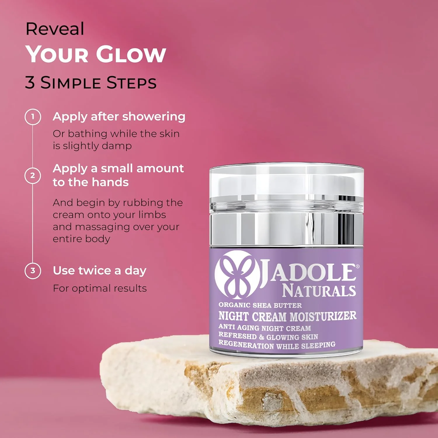 کرم شب جادول نچرالز حاوی شی باتر ارگانیک 50 میلی لیتر | کرم شب برای زنان | کرم آبرسان و مرطوب کننده | ضد پیری و روشن کننده پوست حاوی ویتامین C | چای سبز و اسید هیالورونیک