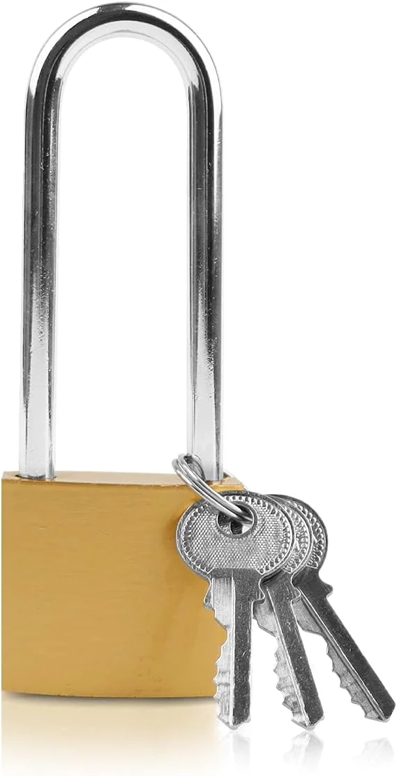 قفل آویز Lamondre، قفل آویز سنگین با میله بلند و کلید، قفل آویز امنیتی بالا برای فضای باز، قفل کلیدی برای سوله، انبار، گاراژ، باغ، دروازه - 38 میلی متر