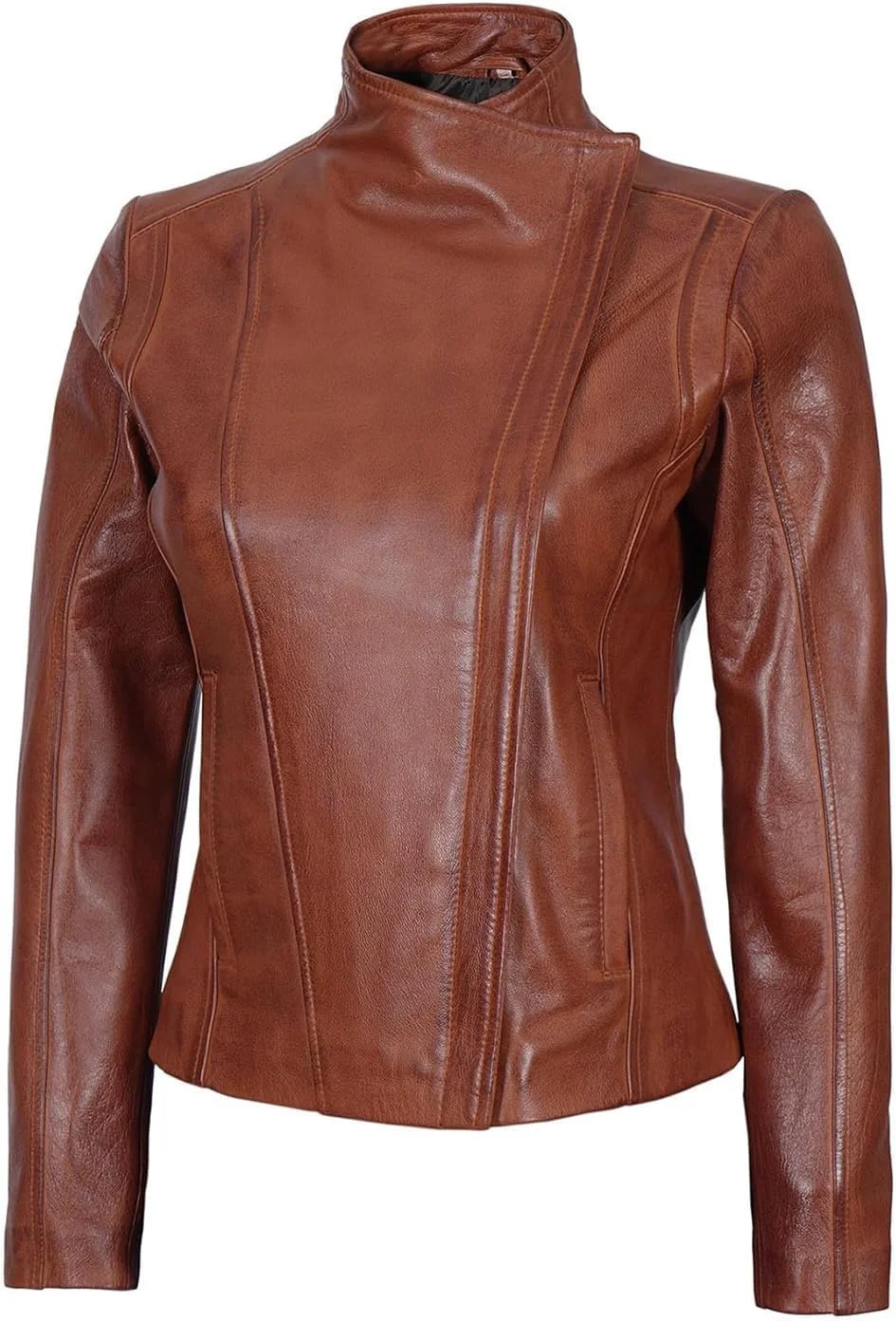 کت چرمی زنانه Decrum - کت های چرمی غیر رسمی مدل کافه ریسر از چرم بره واقعی برای زنان