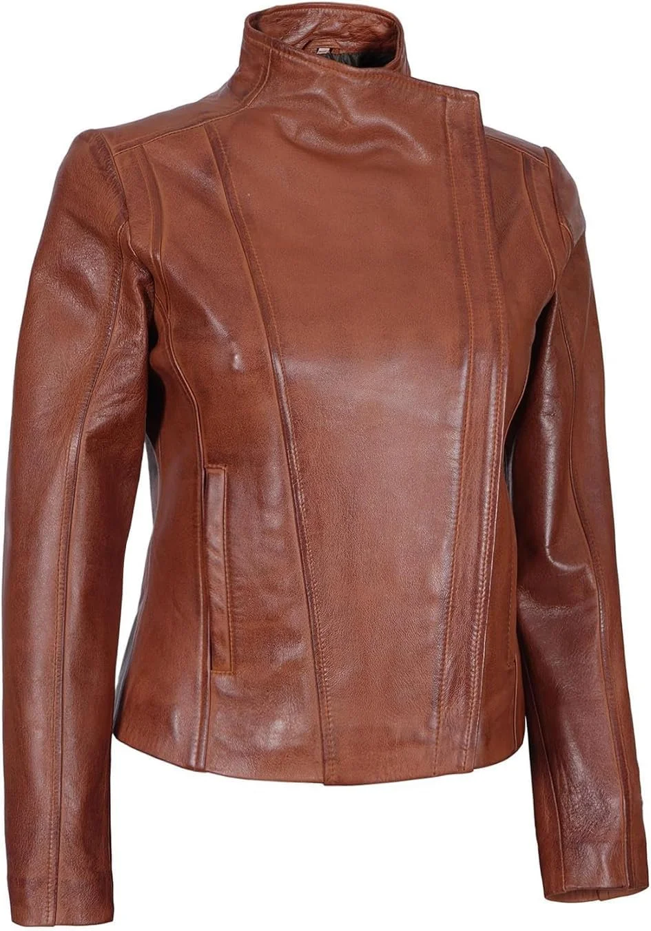 کت چرمی زنانه Decrum - کت های چرمی غیر رسمی مدل کافه ریسر از چرم بره واقعی برای زنان