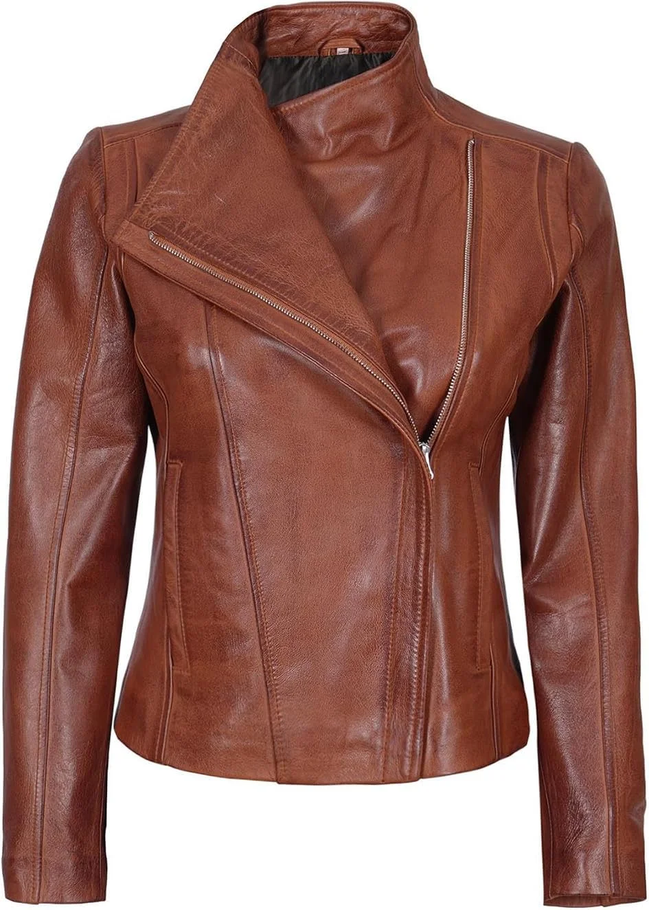 کت چرمی زنانه Decrum - کت های چرمی غیر رسمی مدل کافه ریسر از چرم بره واقعی برای زنان