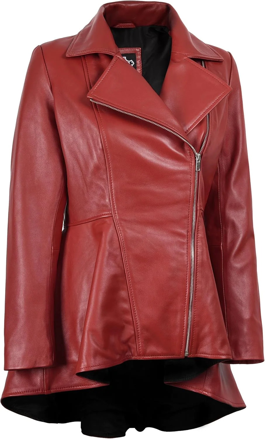 کت چرمی زنانه Decrum - کت چرمی پپلوم نامتقارن از چرم بره اصل برای زنان