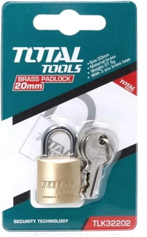 قفل برنجی جامد تماما با کلید (20 میلی متر)