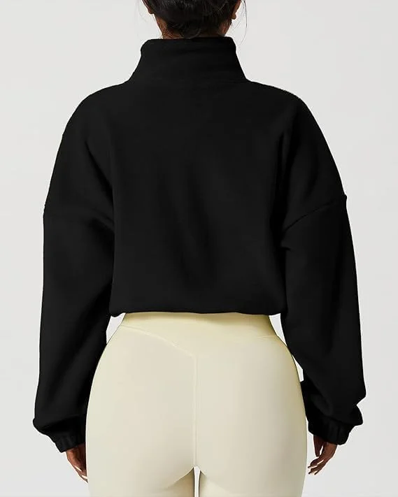 ژاکت کوتاه پشمی زیپ دار زنانه EROSEL - آستین بلند گرم مناسب زمستان، کت کوتاه شرپا مناسب تمرین - لباس زمستانی