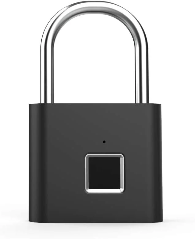 قفل اثر انگشتی TELESIN، قفل امنیتی بدون کلید قابل شارژ USB برای باشگاه، مدرسه، کارمند، بیمارستان، انبار، گاراژ، کمد، حصار، چمدان - ضد آب IP62 (بدون کنترل برنامه) مشکی