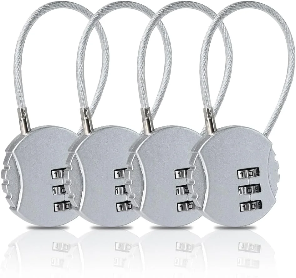 قفل ترکیبی UCEC، قفل رمزی 3 رقمی ضد آب مناسب فضای باز برای مدرسه، باشگاه، حصار، دروازه، کیف، قفل کارمندی، بسته 4 عددی