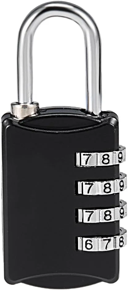قفل رمزی 4 رقمی Sourcingmap، میله 4 میلی متری، قفل آلیاژ روی ضد آب برای قفل باشگاه، حصار، چمدان، مسافرت، فضای باز، مشکی