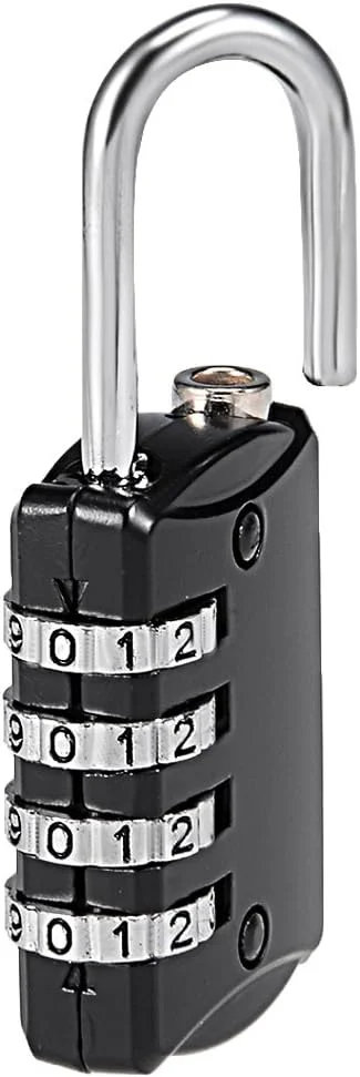 قفل رمزی 4 رقمی Sourcingmap، میله 4 میلی متری، قفل آلیاژ روی ضد آب برای قفل باشگاه، حصار، چمدان، مسافرت، فضای باز، مشکی
