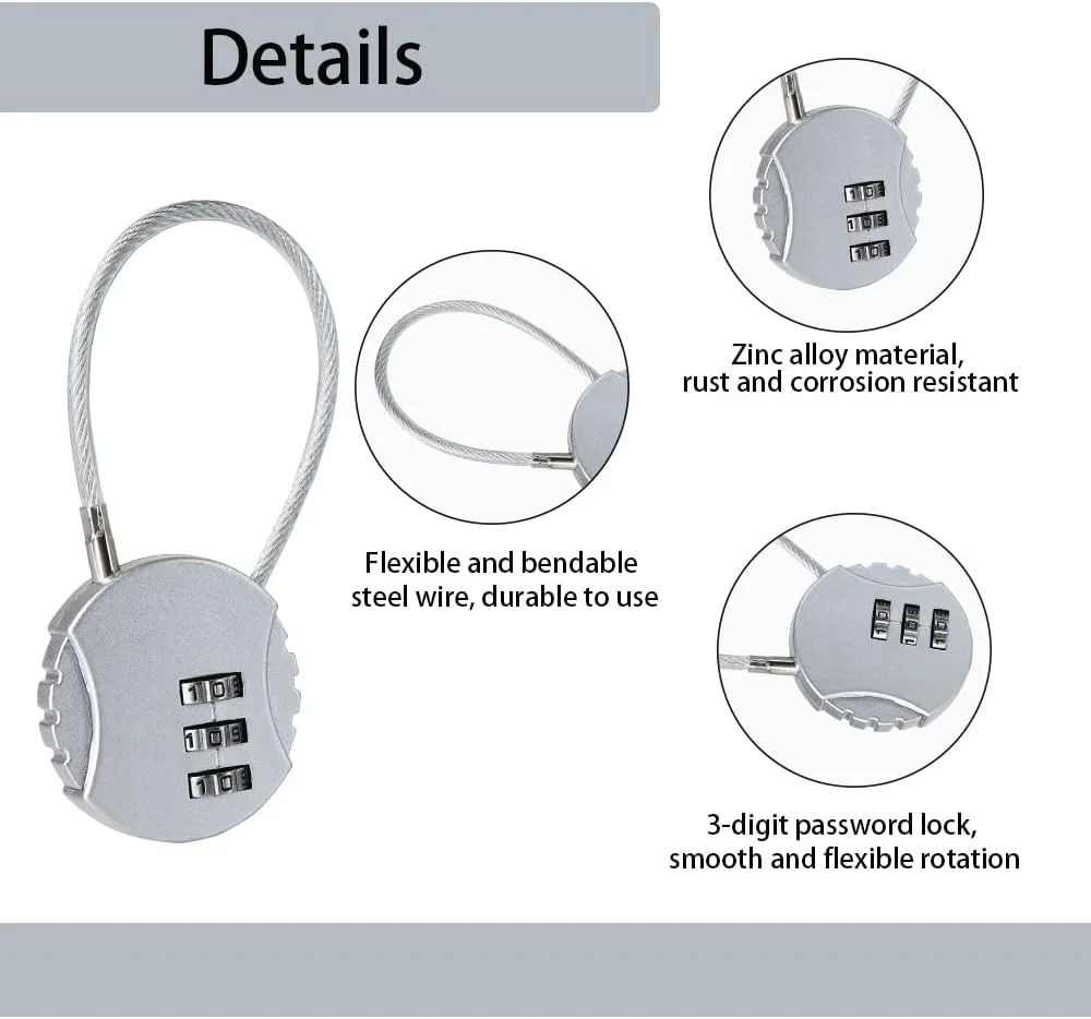 قفل ترکیبی UCEC، قفل رمزی 3 رقمی ضد آب مناسب فضای باز برای مدرسه، باشگاه، حصار، دروازه، کیف، قفل کارمندی، بسته 4 عددی