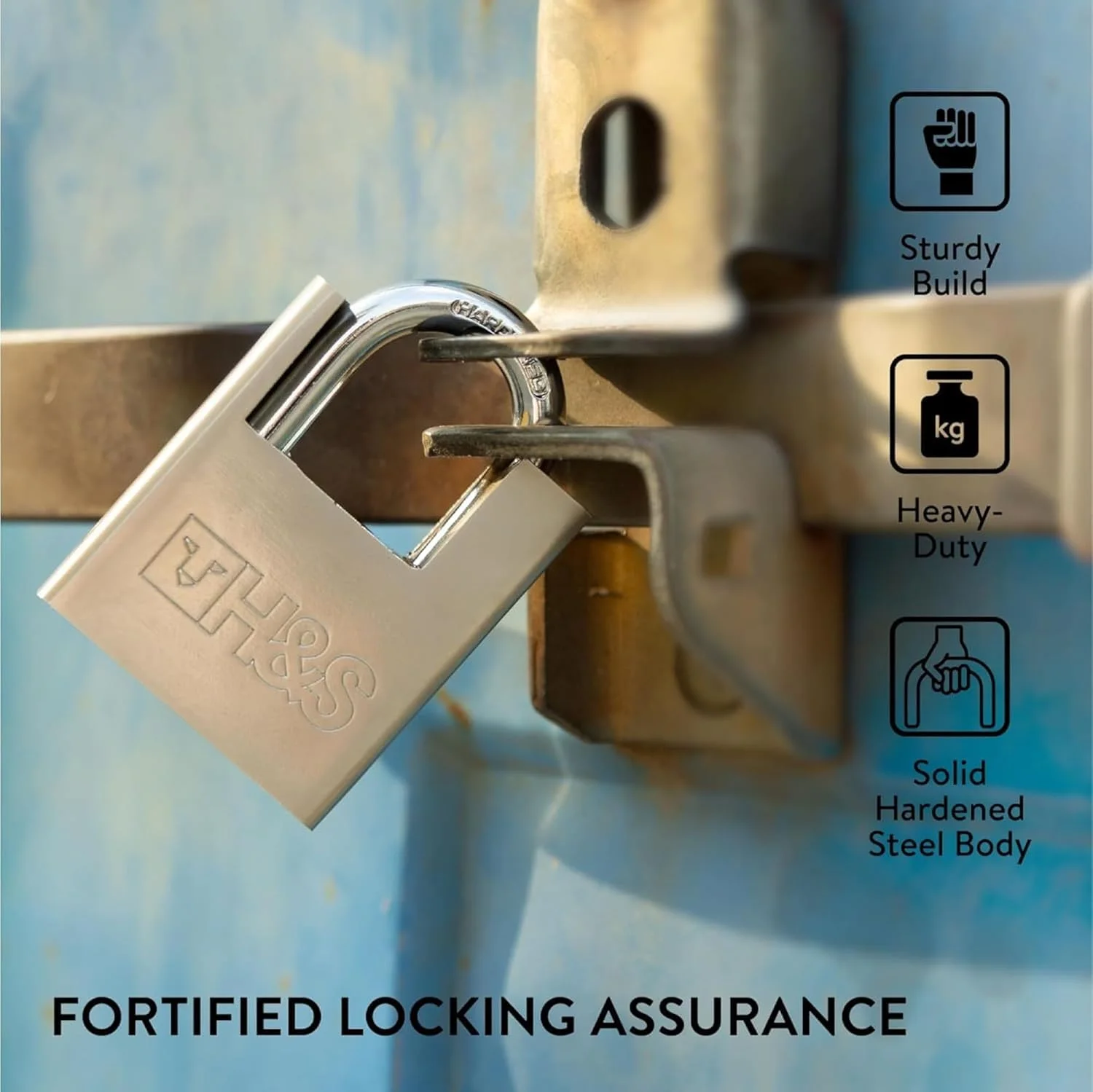 قفل H&S با 5 کلید 60 میلی متری سنگین، مناسب انبار، کانتینر، گاراژ و درب کرکره ای