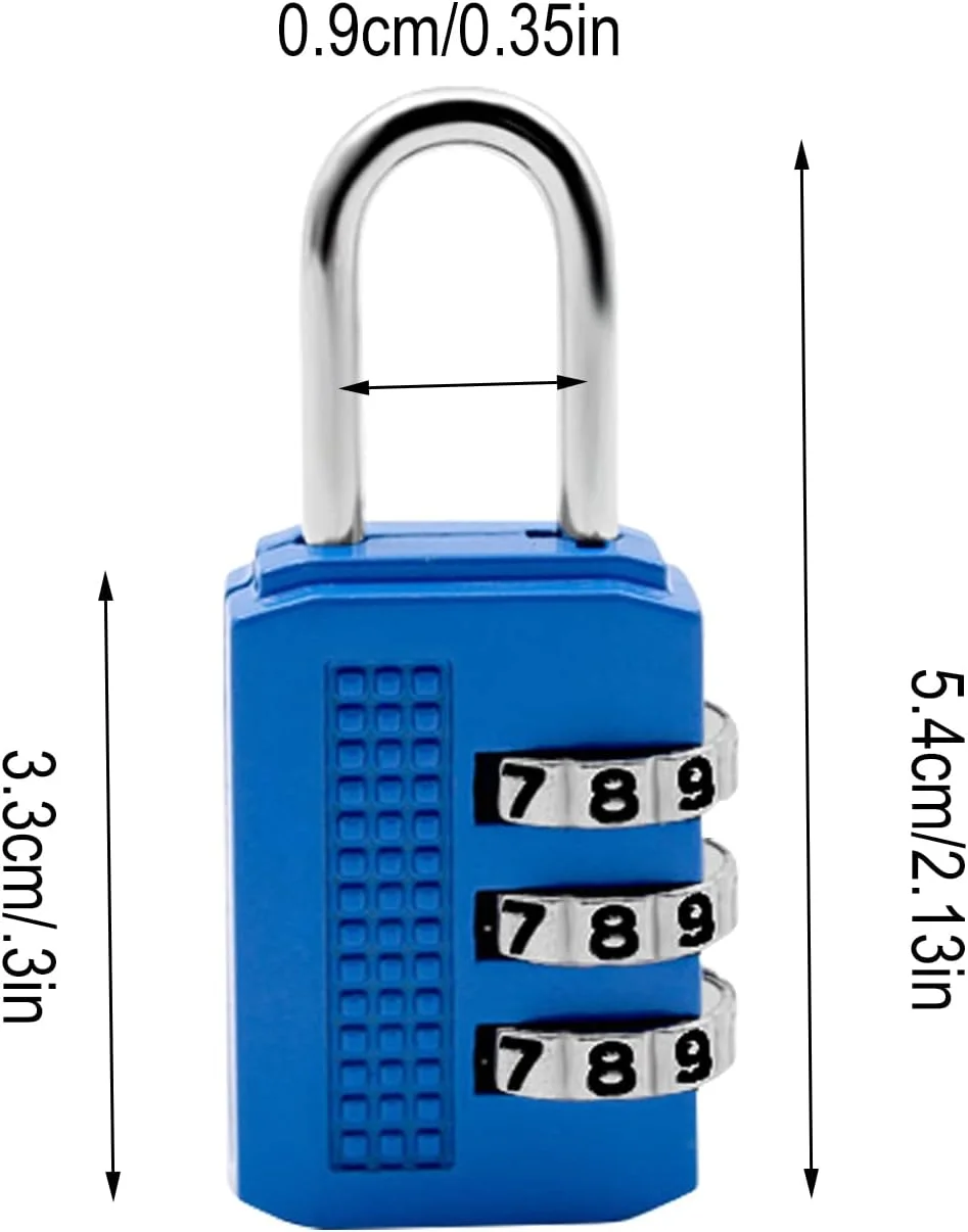 قفل رمزی 3 رقمی Udewo، قفل های امنیتی رمزدار قابل تنظیم، قفل ترکیبی چمدان، قفل رمزدار ضد آب بیرونی، قفل کوچک رمزدار برای کمدهای ورزشی، دوچرخه، زیپ (3 عدد)
