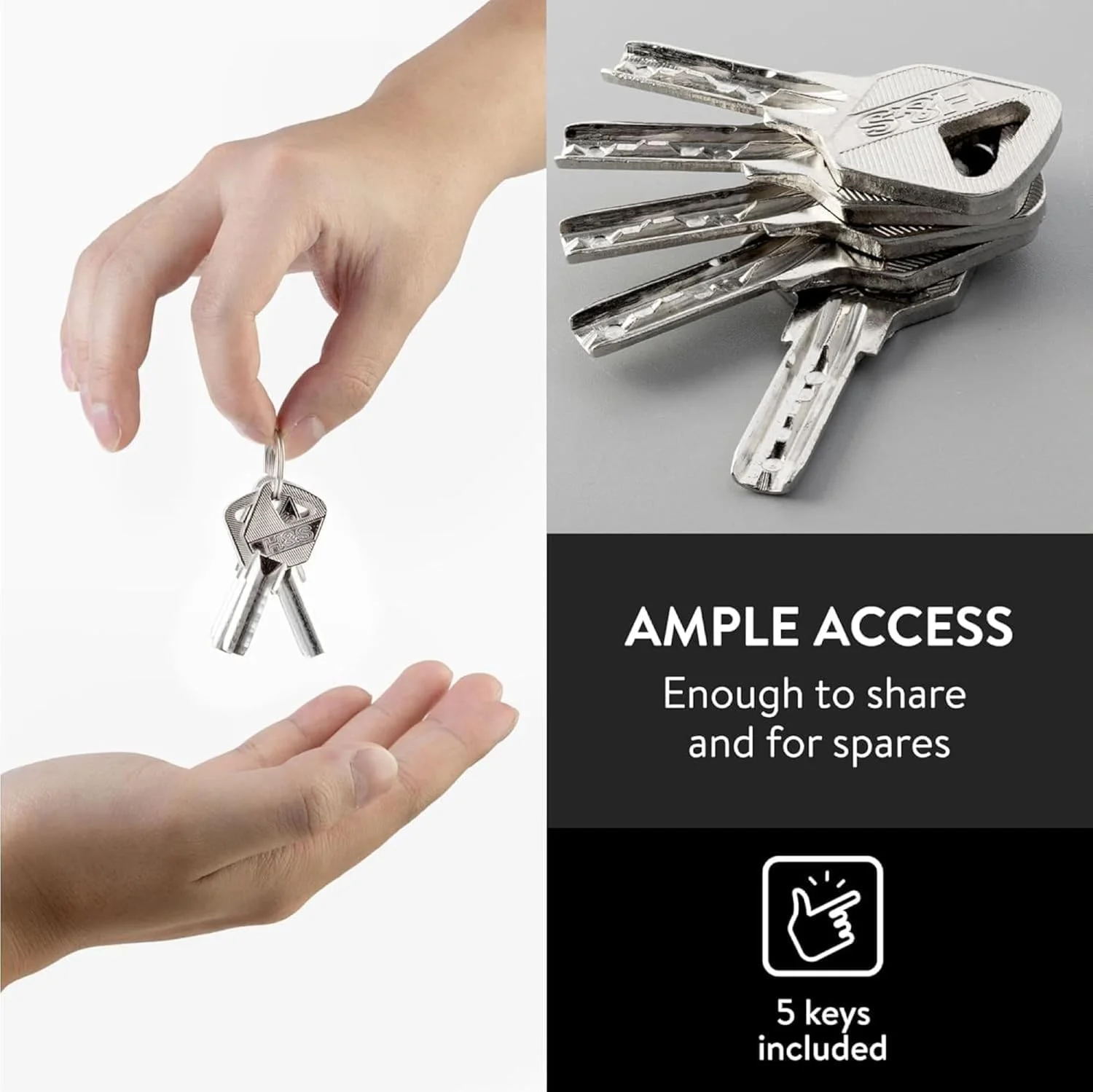 قفل H&S با 5 کلید 60 میلی متری سنگین، مناسب انبار، کانتینر، گاراژ و درب کرکره ای