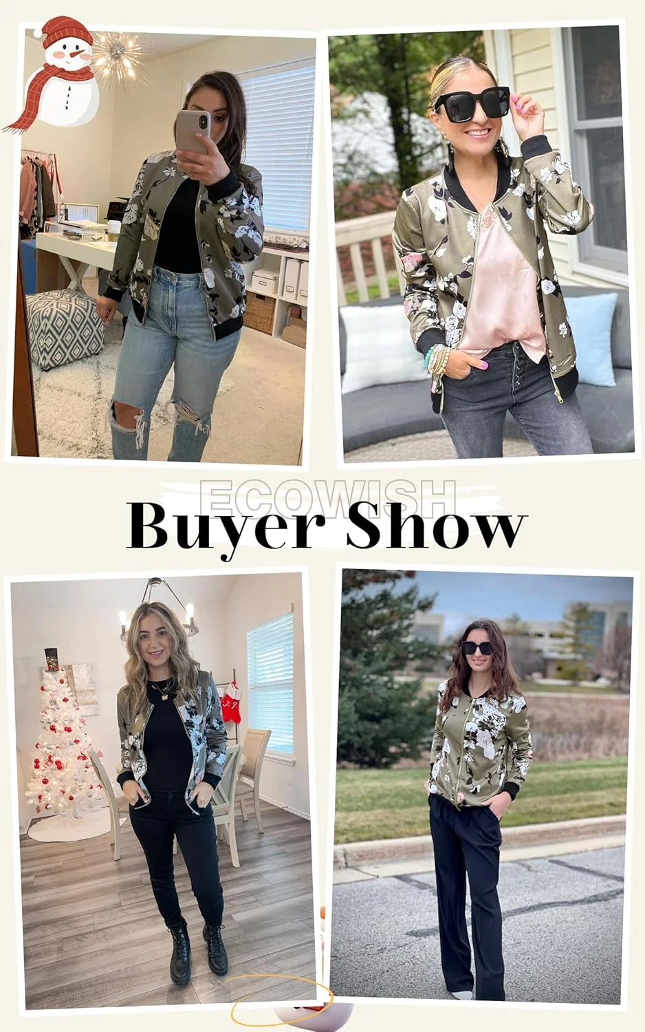 ژاکت بمب افکن کلاسیک غیر رسمی زنانه اکوویش