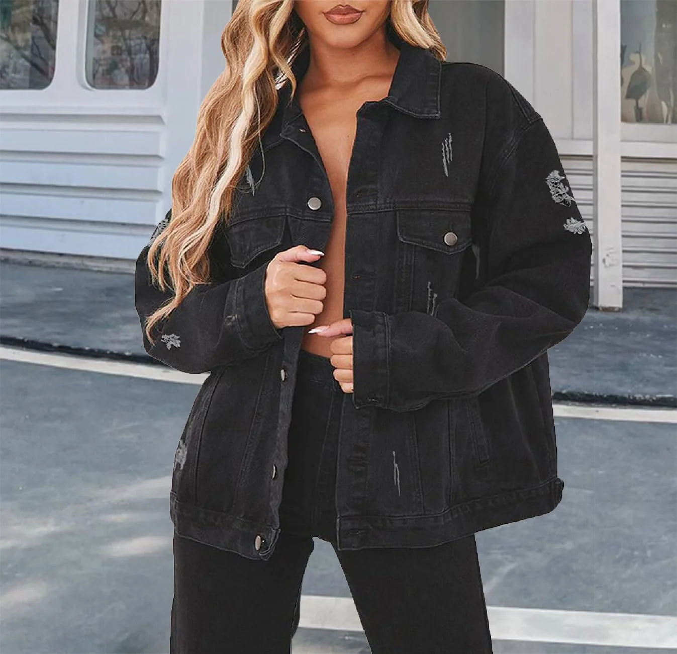 کت جین زنانه DvaeMalligo، کت های کلاسیک آستین بلند، مدل 2024