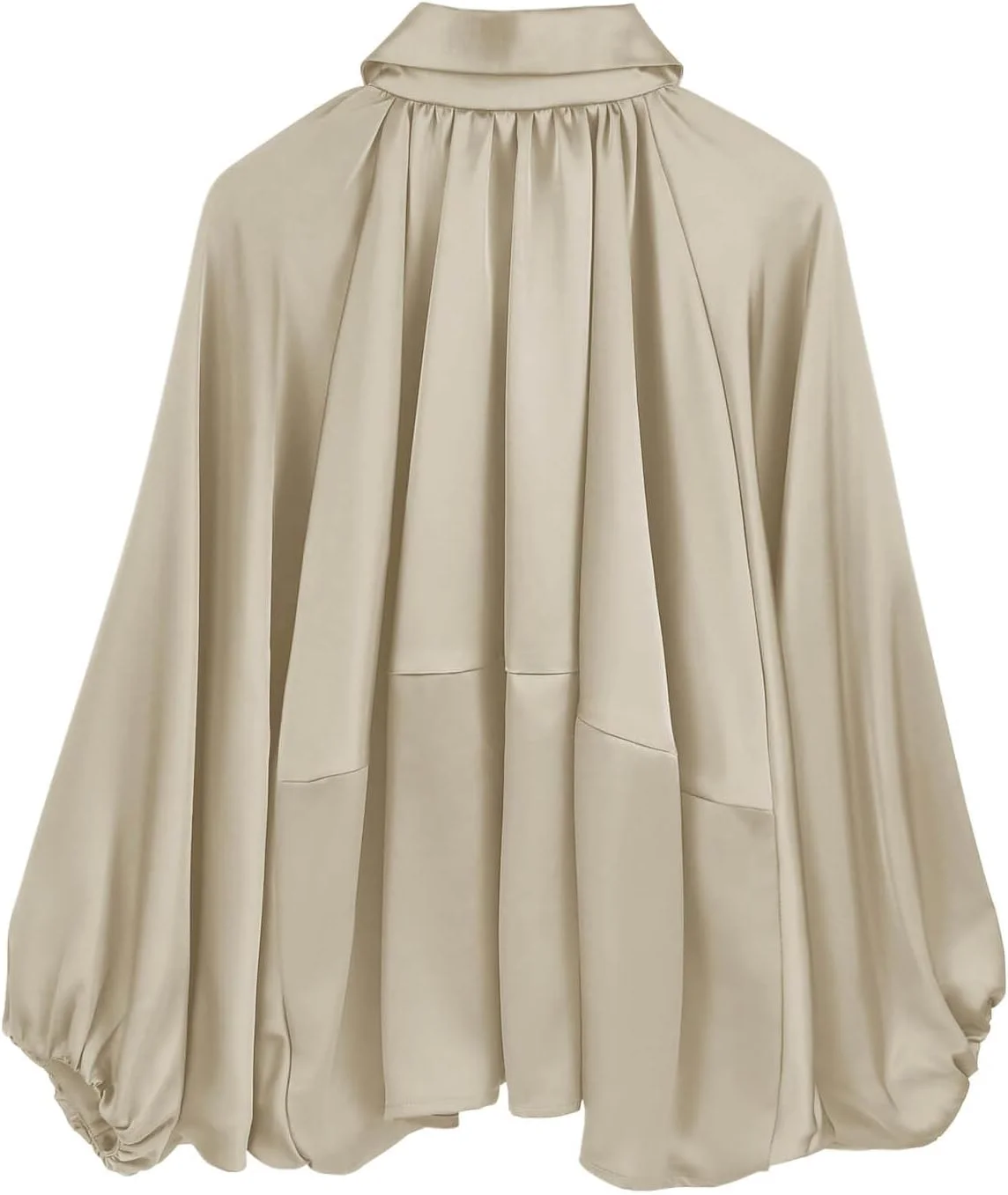 EGOCKAL ژاکت بمب افکن ساتن پفی زنانه، آستین خفاشی بزرگ، یقه برگردان، پلیسه دار، زیپ دار