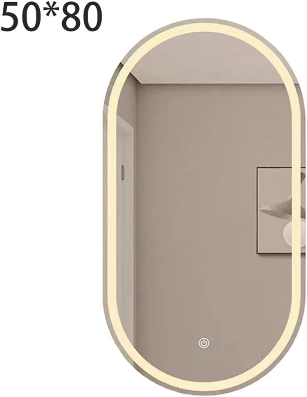 آینه بیضی شکل ضد بخار TIANDFY، آینه حمام شیشه ای مدرن و هوشمند، مناسب برای روشویی، بلند و نشکن، مناسب برای استفاده در فضاهای داخلی