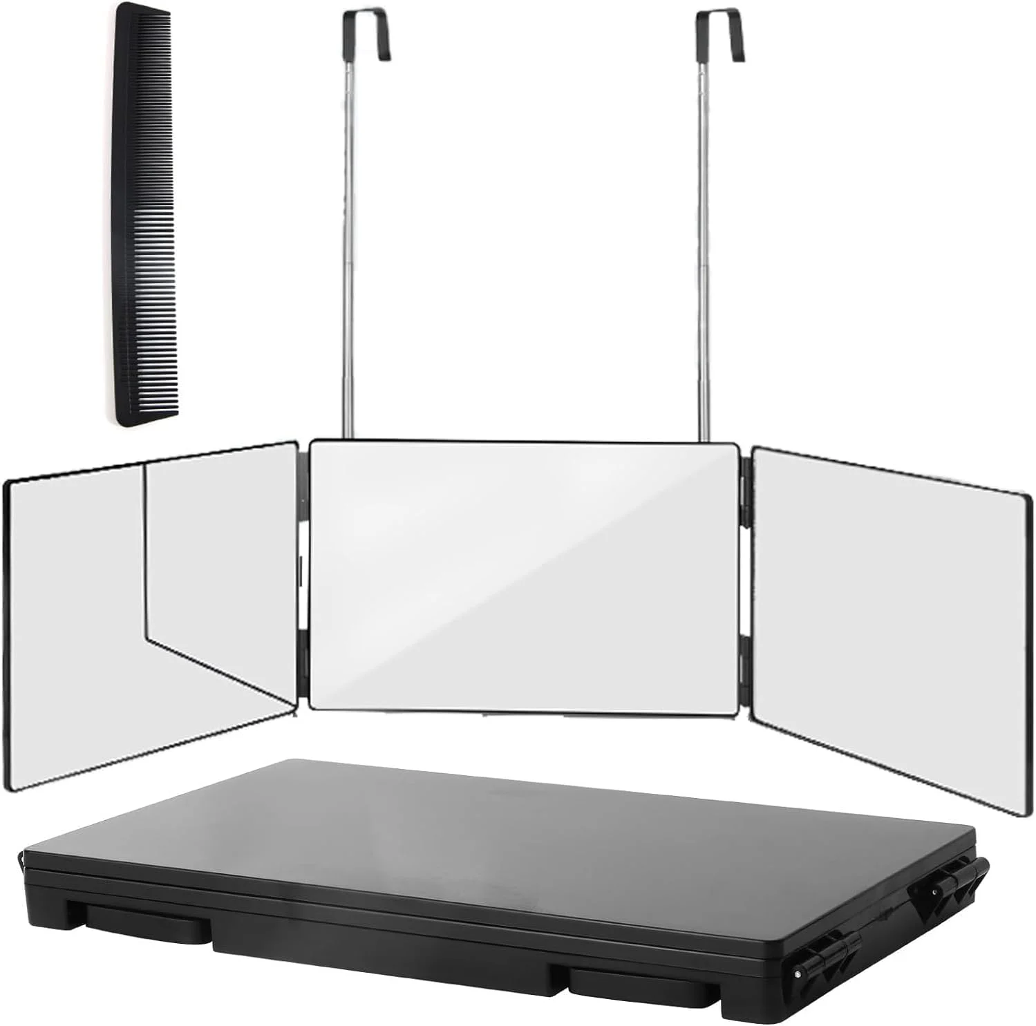 آینه سه طرفه پیرایش مو Wentoma، آینه 360 درجه برای اصلاح مو، اصلاح صورت، آرایش، حالت دادن به مو، رنگ کردن مو و آرایش با براکت های قابل تنظیم ارتفاع، قابل حمل برای مسافرت، اتاق خواب، حمام آینه سه طرفه پیرایش مو Wentoma، آینه 360 درجه برای اصلاح مو، اصلاح صورت، آرایش، حالت دادن به مو، رنگ کردن مو و آرایش با براکت های قابل تنظیم ارتفاع، قابل حمل برای مسافرت، اتاق خواب، حمام