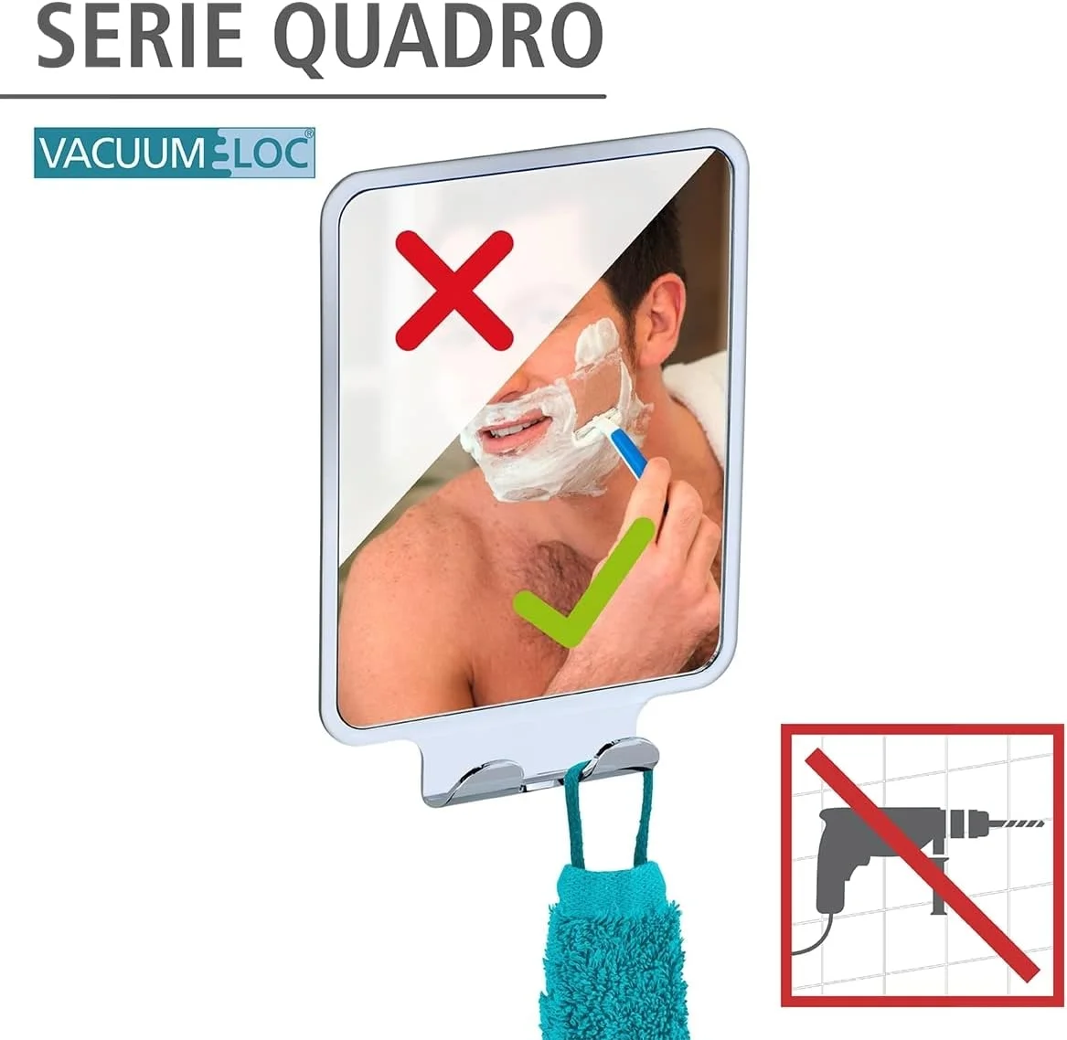 آینه آرایشی چهارگوش ونکو مدل Vacuum-Loc®، پلاستیک ABS، ضد بخار، مناسب منزل و حمام، بدون نیاز به سوراخکاری، 14x19.5x8 سانتی متر، براق آینه آرایشی چهارگوش ونکو مدل Vacuum-Loc®، پلاستیک ABS، ضد بخار، مناسب منزل و حمام، بدون نیاز به سوراخکاری، 14x19.5x8 سانتی متر، براق