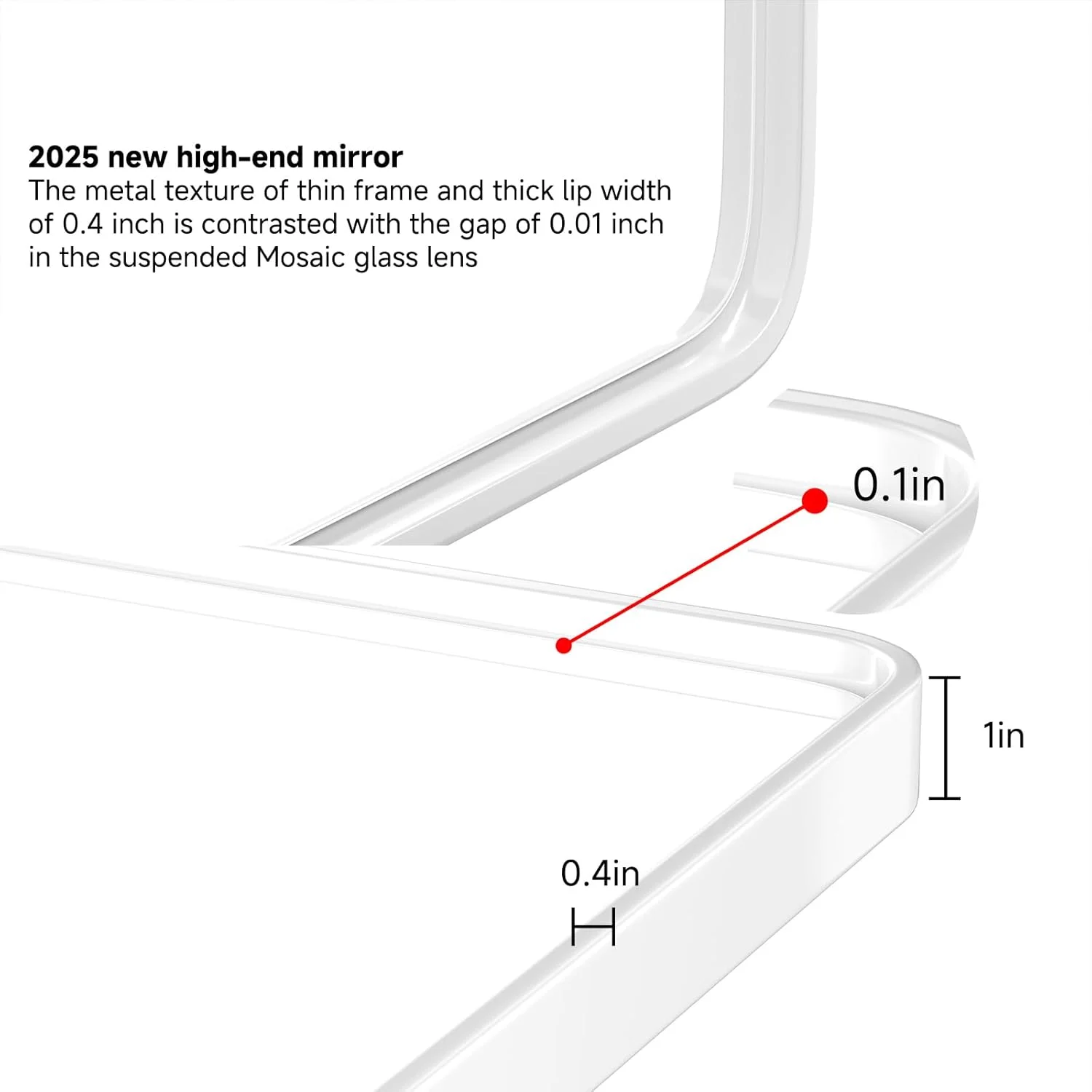 آینه حمام با قاب فلزی سفید برای دیوار، 61x71 سانتی متر، آینه مستطیلی گرد، آینه روشویی حمام مشکی مات، ضد زنگ، شیشه سکوریت، قابلیت نصب افقی یا عمودی