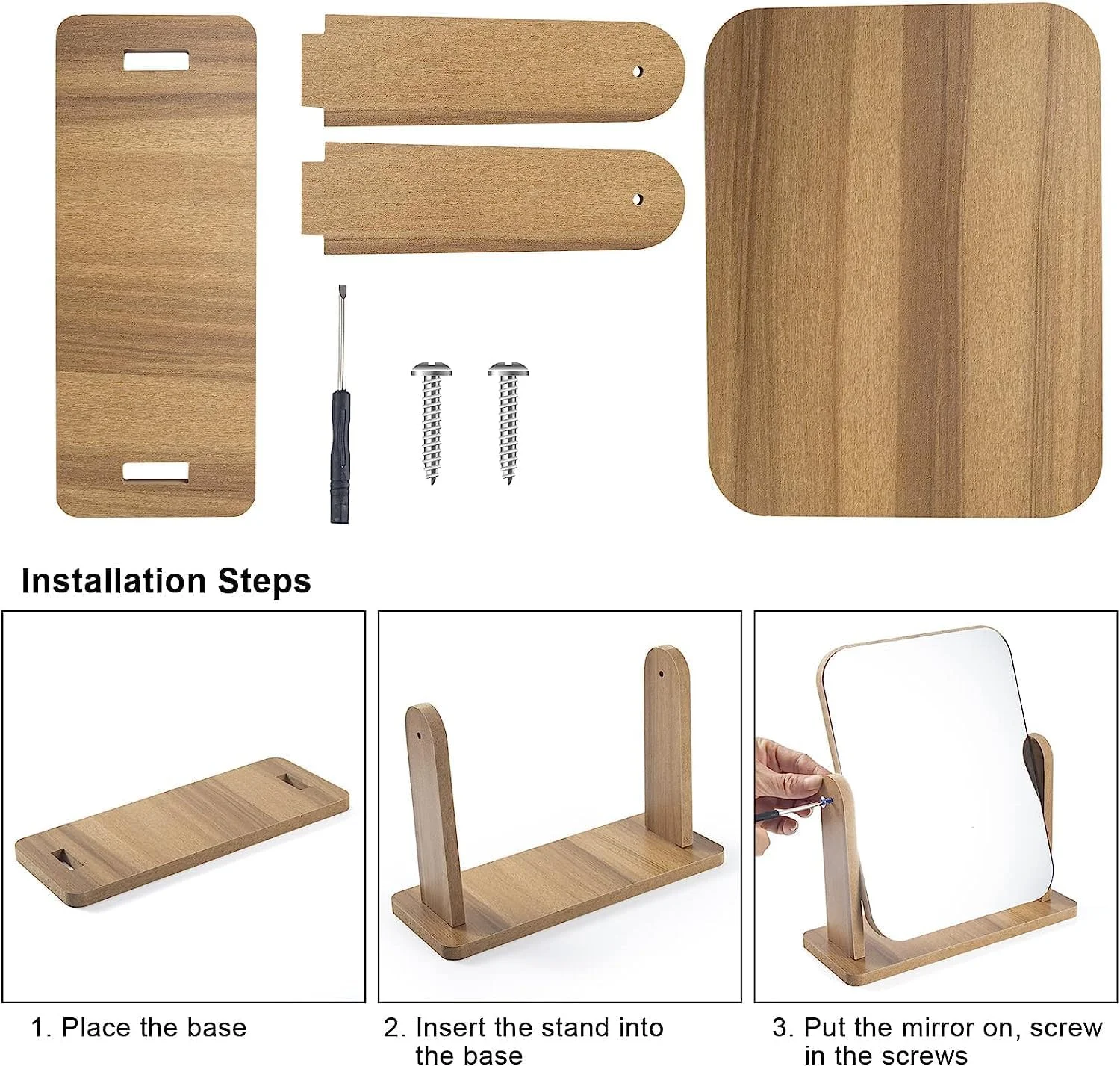 آینه آرایشی دو طرفه YHRY با پایه بامبو، آینه رومیزی کوچک با چرخش 360 درجه، ساده و سبک، صرفه جویی در فضا، برای روی میز حمام، روشویی و میز آرایش آینه آرایشی دو طرفه YHRY با پایه بامبو، آینه رومیزی کوچک با چرخش 360 درجه، ساده و سبک، صرفه جویی در فضا، برای روی میز حمام، روشویی و میز آرایش