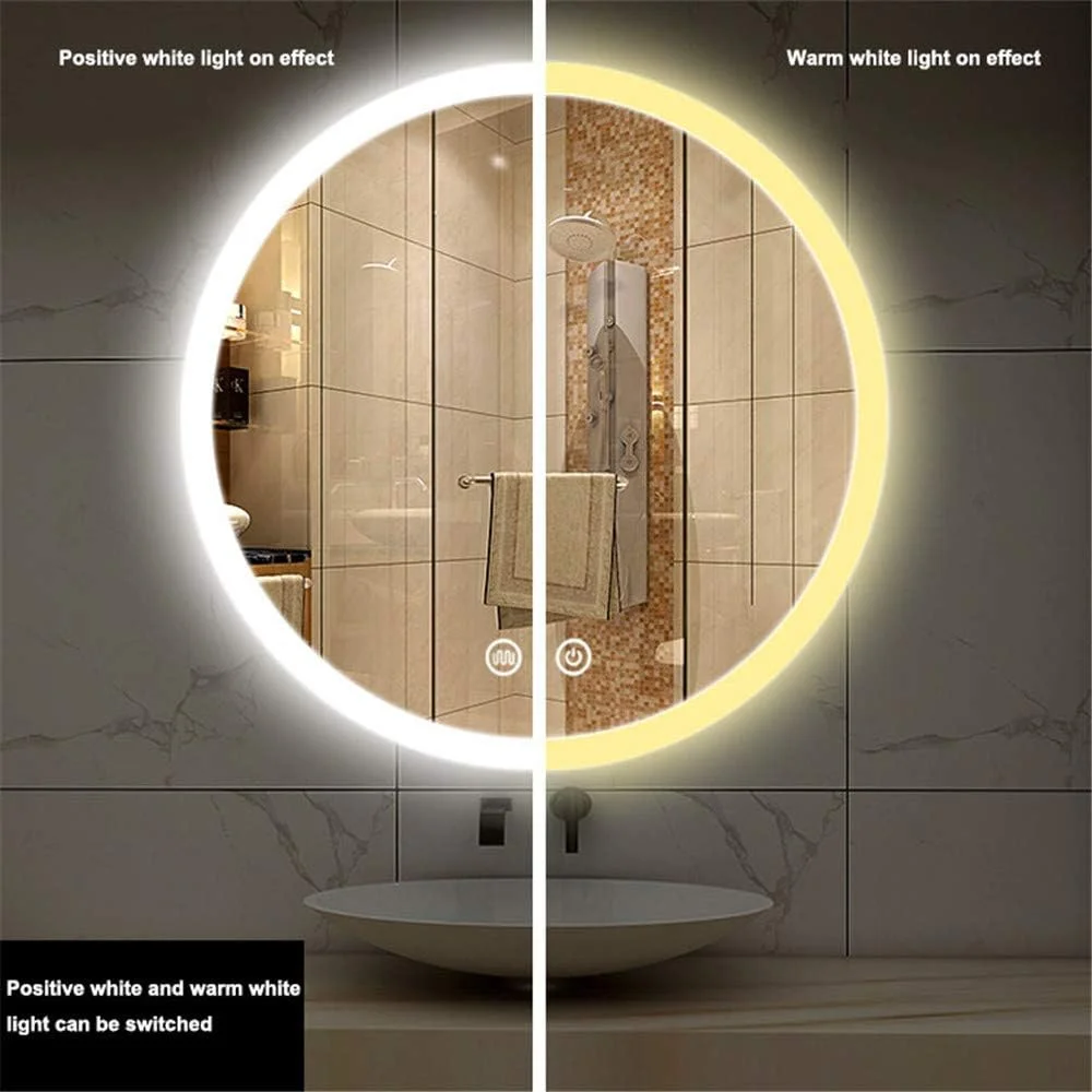 آینه حمام LED گرد Zsmzbx، انتخاب لمسی سوئیچ ها، آینه آرایش روشن، آینه ضد مه روشویی، آینه حمام دیواری با نور قابل تنظیم، 60 سانتی متر آینه حمام LED گرد Zsmzbx، انتخاب لمسی سوئیچ ها، آینه آرایش روشن، آینه ضد مه روشویی، آینه حمام دیواری با نور قابل تنظیم، 60 سانتی متر