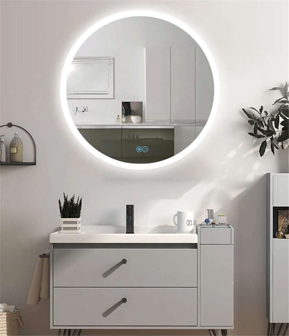 آینه حمام LED گرد ضد آب Zsmzbx، آینه روشویی حمام، آینه دیواری دایره ای ضد مه، آینه آرایشی با نور قابل تنظیم، 80 سانتی متر