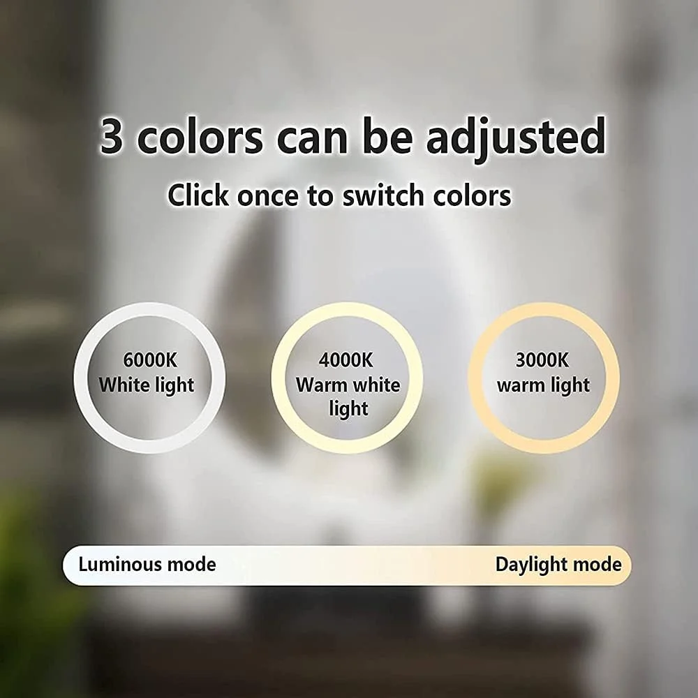 آینه حمام LED مدل ZZYYZZ با نور پس زمینه قطره‌ای شکل، آینه هوشمند مدرن حمام با کلید لمسی داخلی، آینه آرایشی دیواری با نور سه رنگ، آویز، 60 * 80 سانتی‌متر