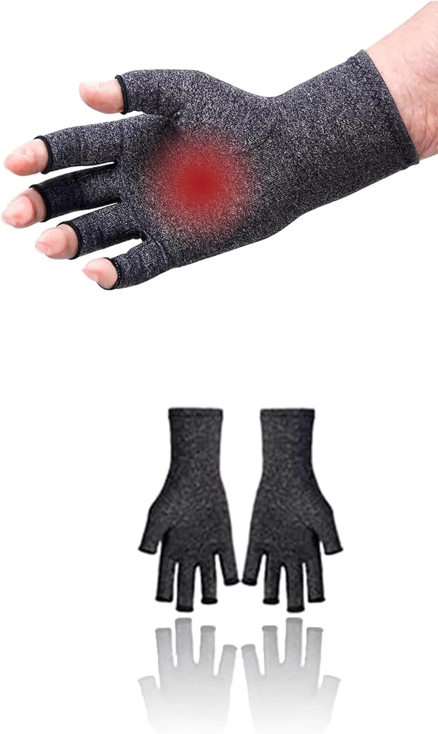 دستکش های فشاری انگشت باز Sweet seven برای آرتروز و نوروپاتی - دستکش های مچی زنانه خاکستری سایز متوسط