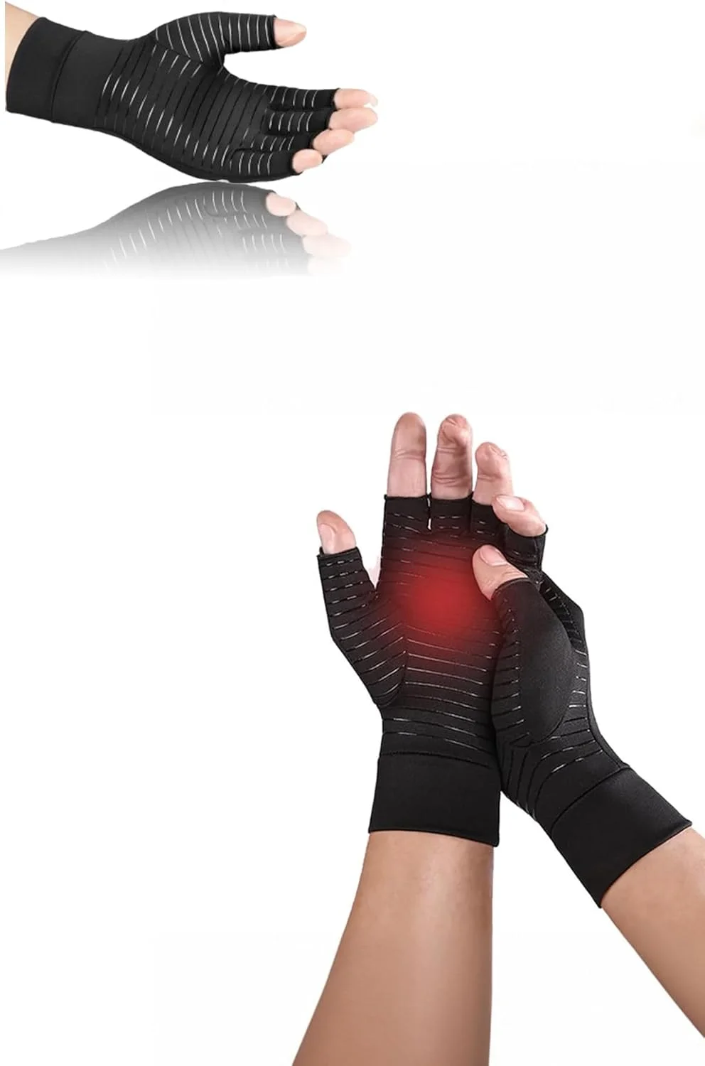 دستکش های آرتروز فشاری مسی Sweet seven - تسکین درد دست، تورم و تونل کارپال. طراحی بدون انگشت برای تایپ. پشتیبانی مفصل برای مردان و زنان. سایز: مدیوم.