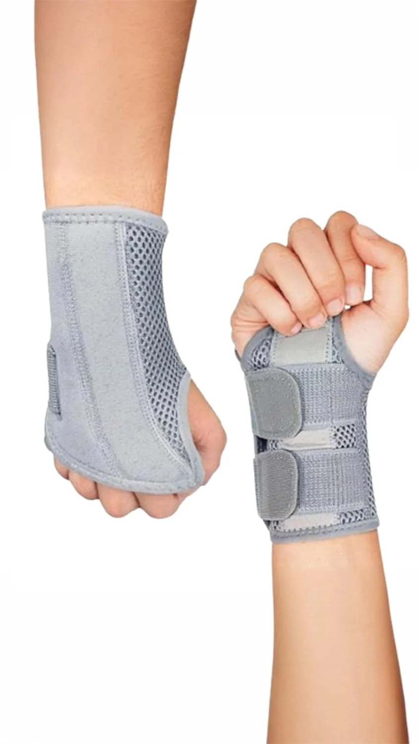 مچ بند شبانه Sweet seven برای تسکین درد تونل کارپال - پشتیبانی دست چپ و راست با آستین فشاری و بندهای قابل تنظیم. ایده آل برای مردان و زنان مبتلا به تاندونیت یا آرتروز | خاکستری S/M