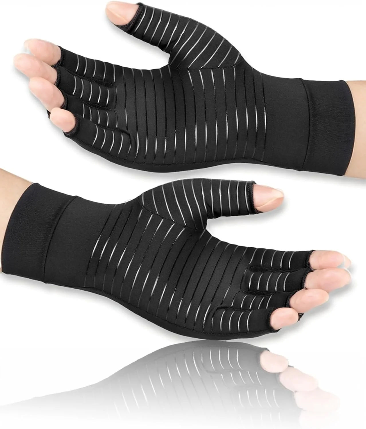 دستکش های آرتروز فشاری مسی Sweet seven - تسکین درد دست، تورم و تونل کارپال. طراحی بدون انگشت برای تایپ. پشتیبانی مفصل برای مردان و زنان. سایز: مدیوم. دستکش های آرتروز فشاری مسی Sweet seven - تسکین درد دست، تورم و تونل کارپال. طراحی بدون انگشت برای تایپ. پشتیبانی مفصل برای مردان و زنان. سایز: مدیوم.