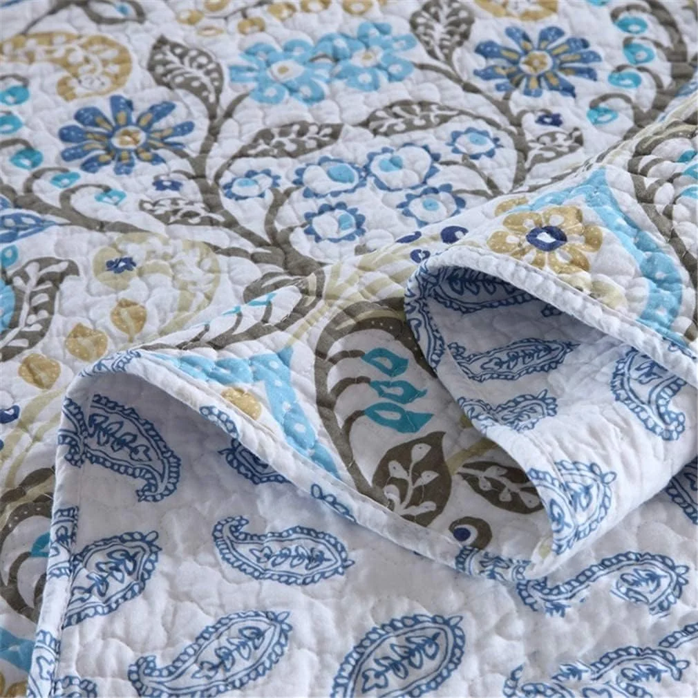 روتختی تکه دوزی شده سه تکه پنبه ای با روبالشتی، پتوی تختخواب دو رو، سایز کینگ 230x250 سانتی متر