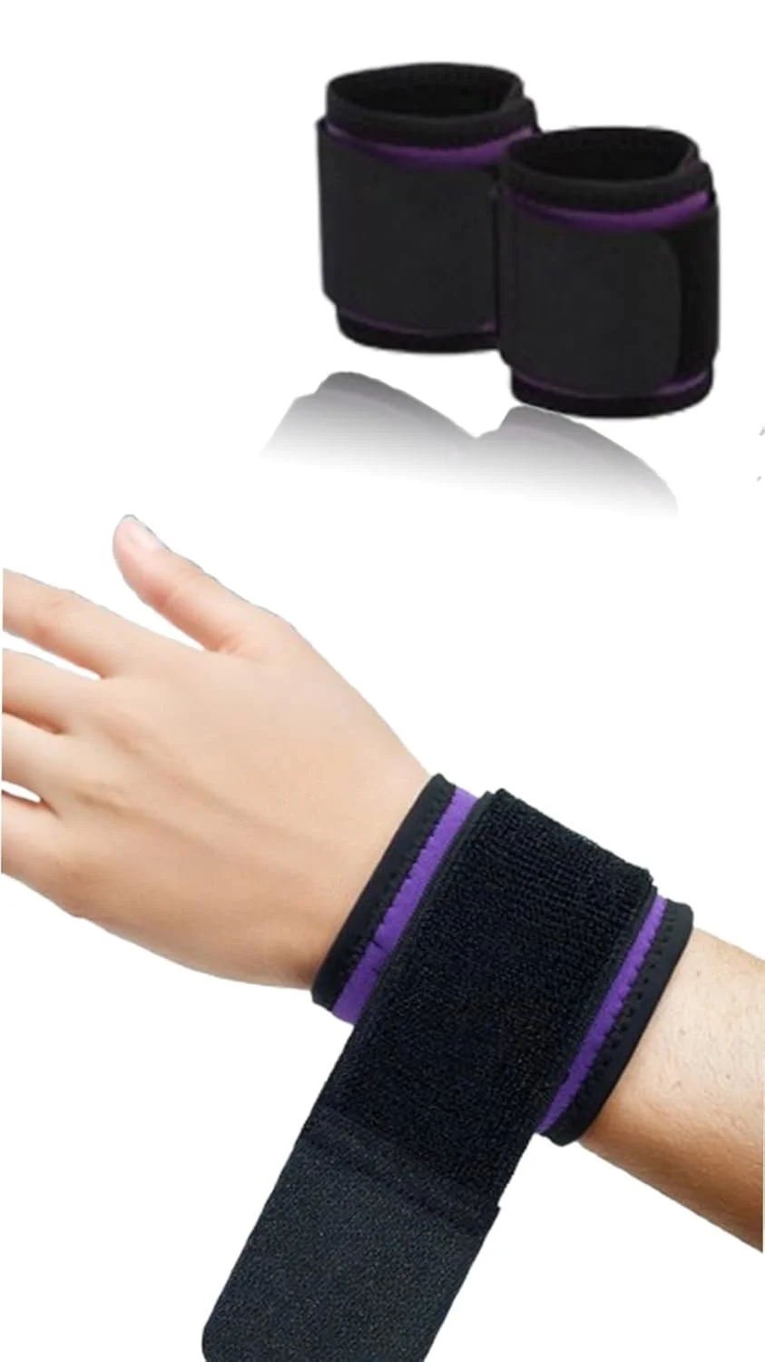 مچ بند ورزشی زنانه Sweet seven بسته 2 عددی بنفش - پشتیبانی قابل تنظیم برای تونل کارپال، وزنه برداری، تناسب اندام، ورزش و تسکین درد