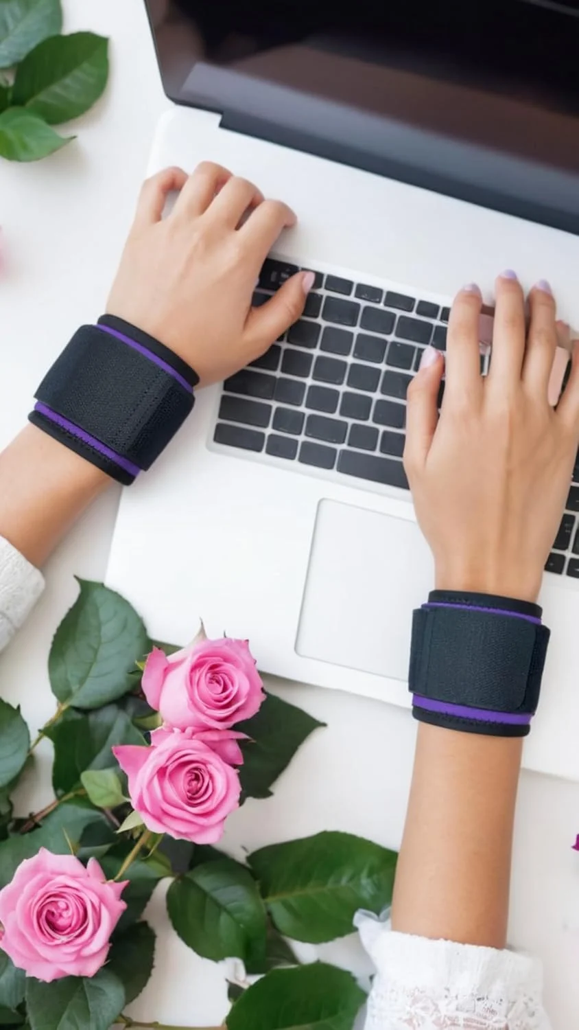 مچ بند ورزشی زنانه Sweet seven بسته 2 عددی بنفش - پشتیبانی قابل تنظیم برای تونل کارپال، وزنه برداری، تناسب اندام، ورزش و تسکین درد