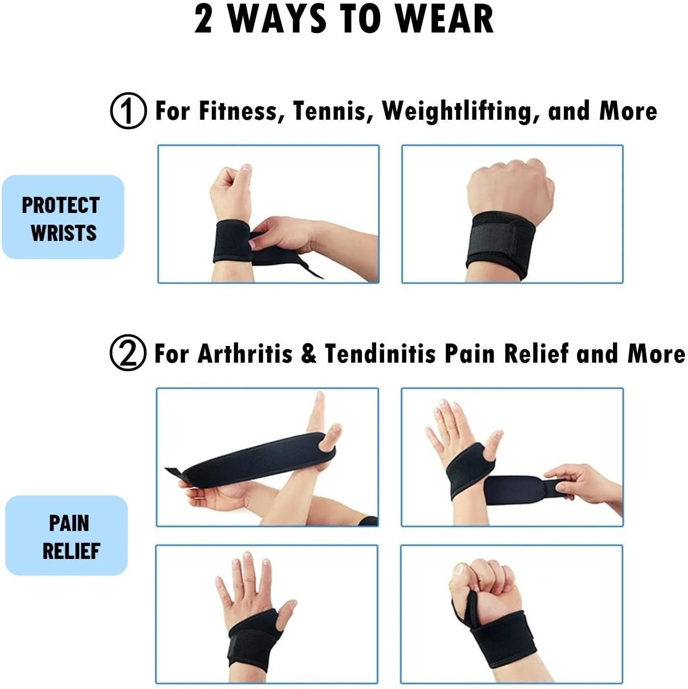 بسته 2 عددی مچ بند بولیوی، مچ بند نئوپرن راحت برای تونل کارپال، محافظ مچ بند دوگانه برای تاندونیت و آرتروز، مناسب برای استفاده شب و روز دست چپ یا راست