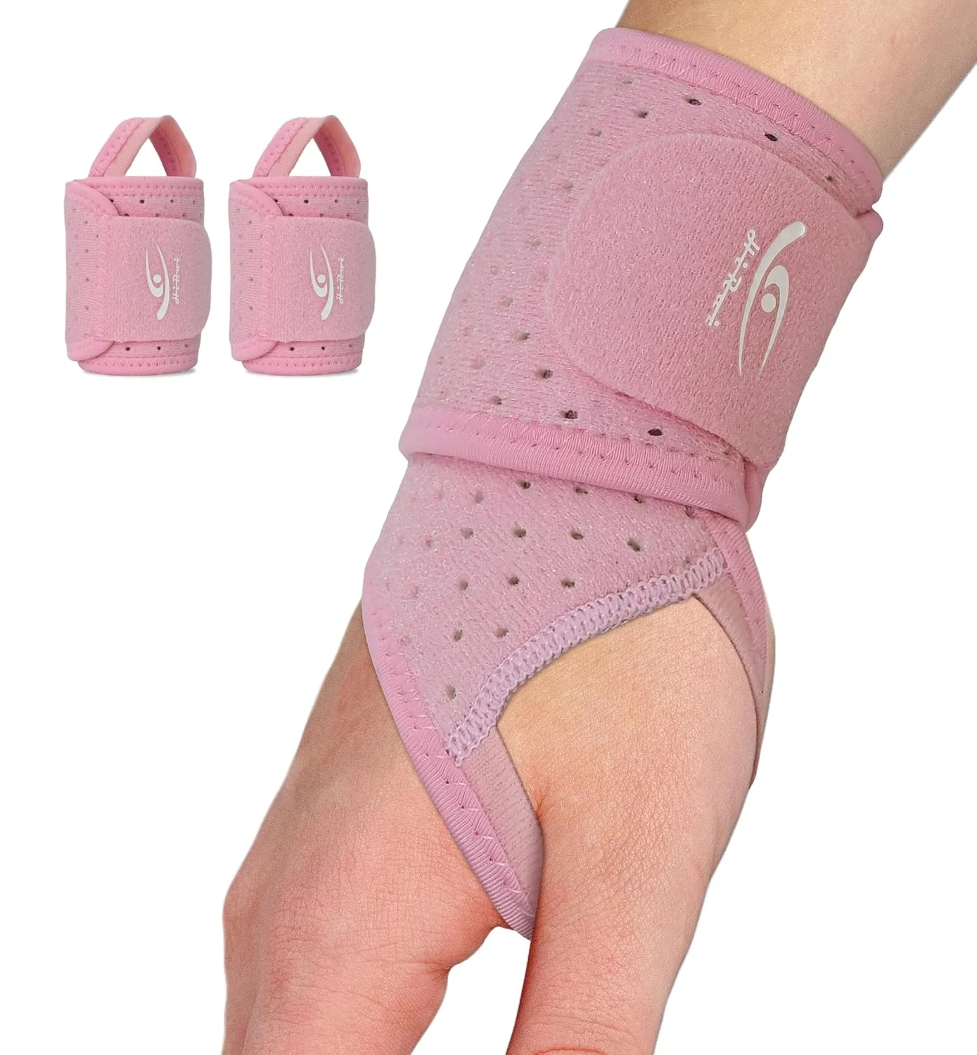 مچ بند های HiRui بسته 2 عددی، مچ بند قابل تنظیم و تنفسی برای مردان و زنان - تسکین درد برای سندرم تونل کارپال، تاندونیت، آرتریت، ورزش، تمرینات - مناسب برای دست چپ و راست (صورتی)