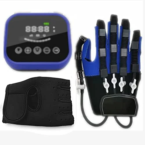 دستکش ربات توانبخشی انگشت همی پلژی HANEFRE، دستکش پنوماتیک ربات توانبخشی، آتل دست عملکردی ارتز برای تسکین طولانی مدت، آبی (راست، M)