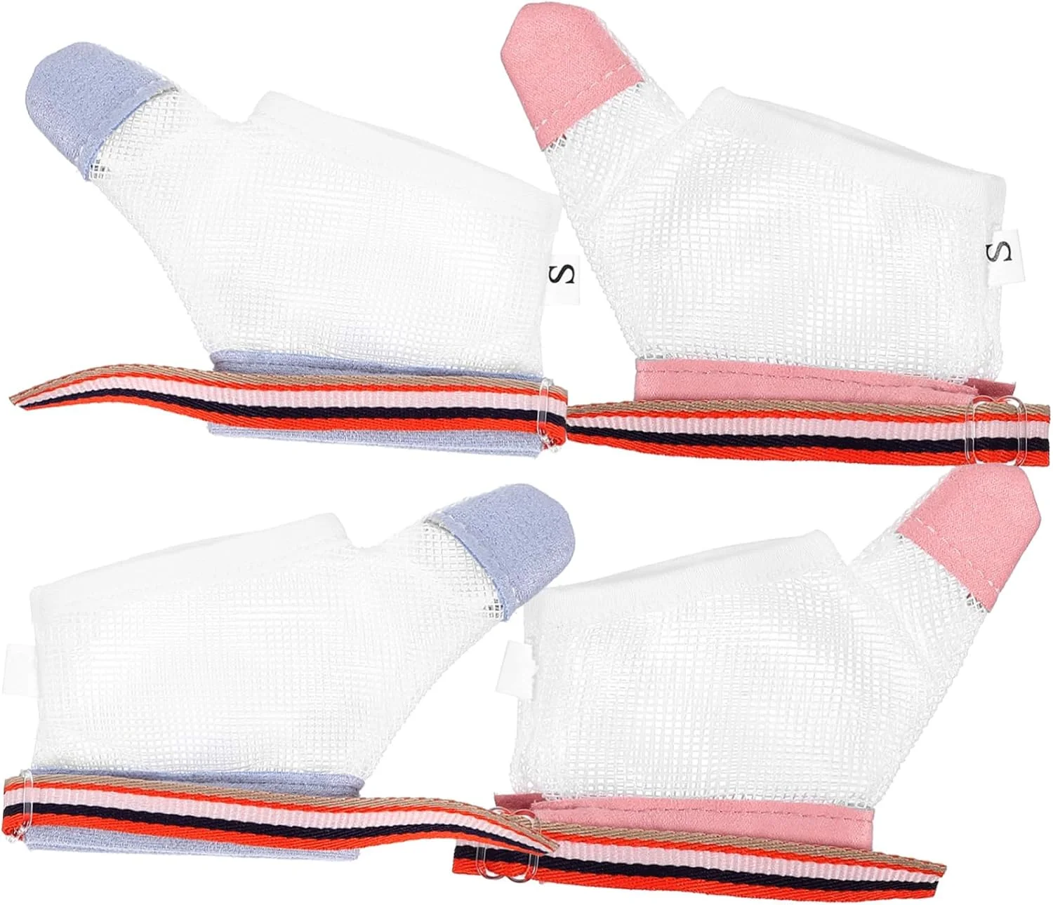 Healifty 2 جفت دستکش جلوگیری از مکیدن انگشت شست نوزاد، محافظ انگشت، دستکش ضد مکیدن انگشت شست کودک، محافظ انگشت شست تنفسی بدون خراش با مچ بند برای کودکان نوپا سفید