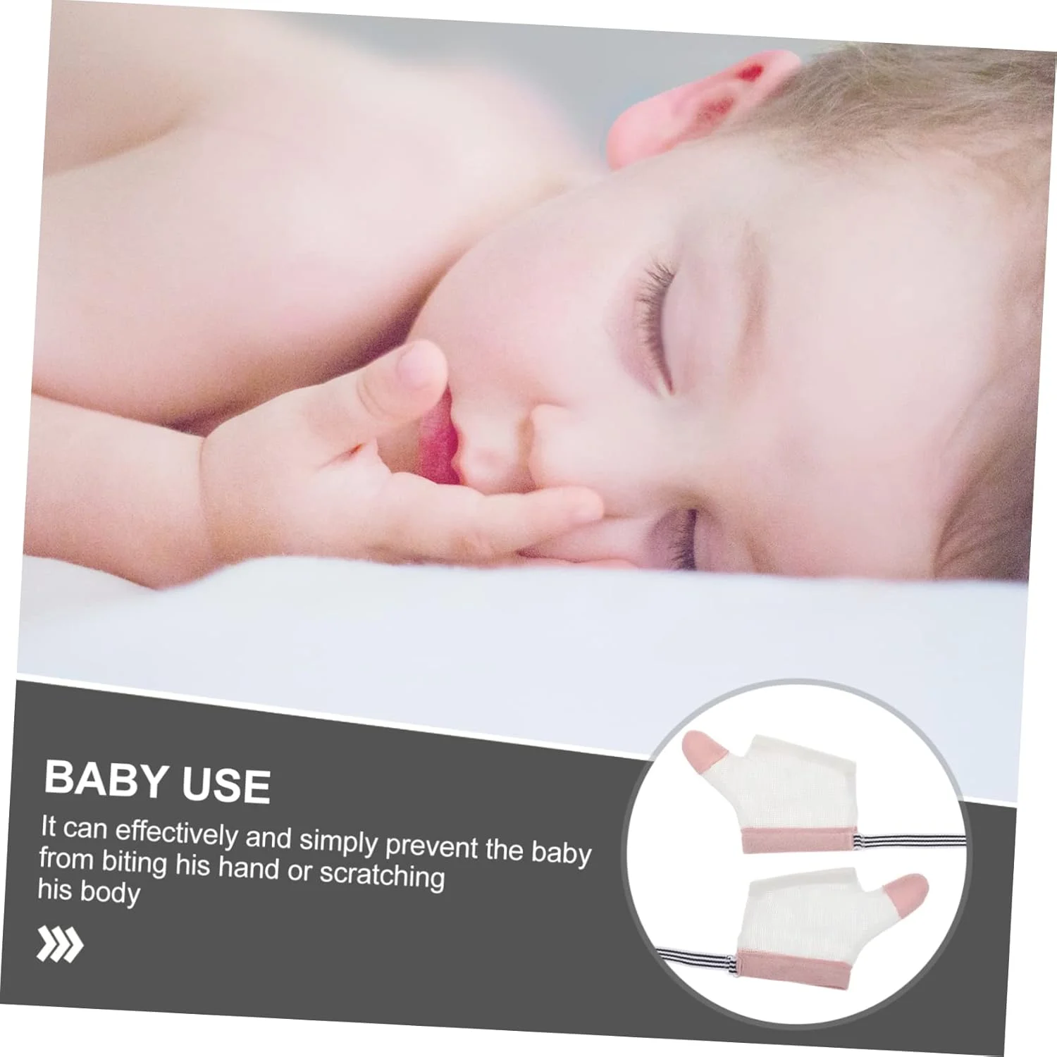 Healifty 2 جفت دستکش جلوگیری از مکیدن انگشت شست نوزاد، محافظ انگشت، دستکش ضد مکیدن انگشت شست کودک، محافظ انگشت شست تنفسی بدون خراش با مچ بند برای کودکان نوپا سفید