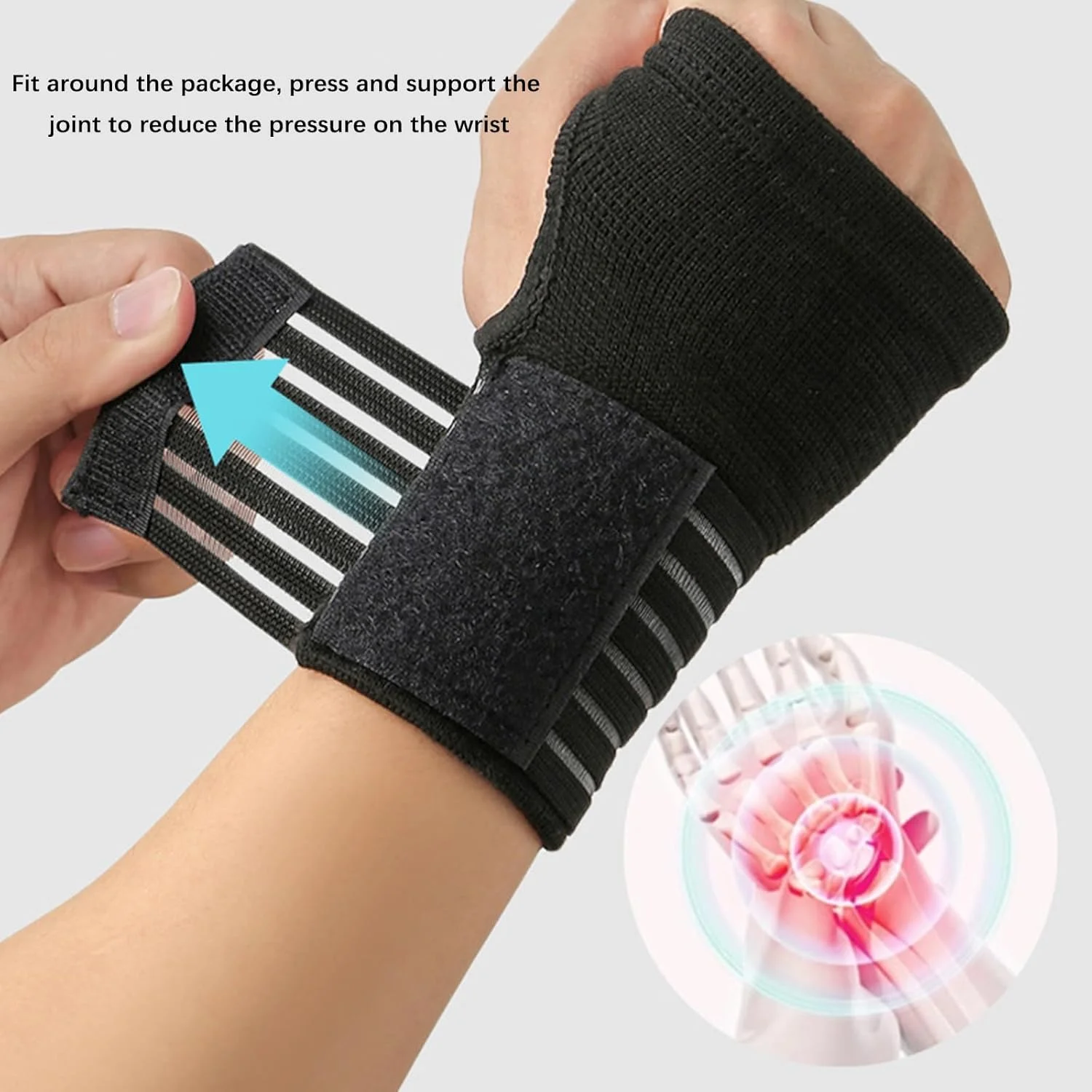 هیناپان یک جفت مچ بند برای مردان و زنان، الاستیک و قابل تنظیم، تسکین دهنده درد، مناسب برای ورزش، تناسب اندام و تمرینات قدرتی