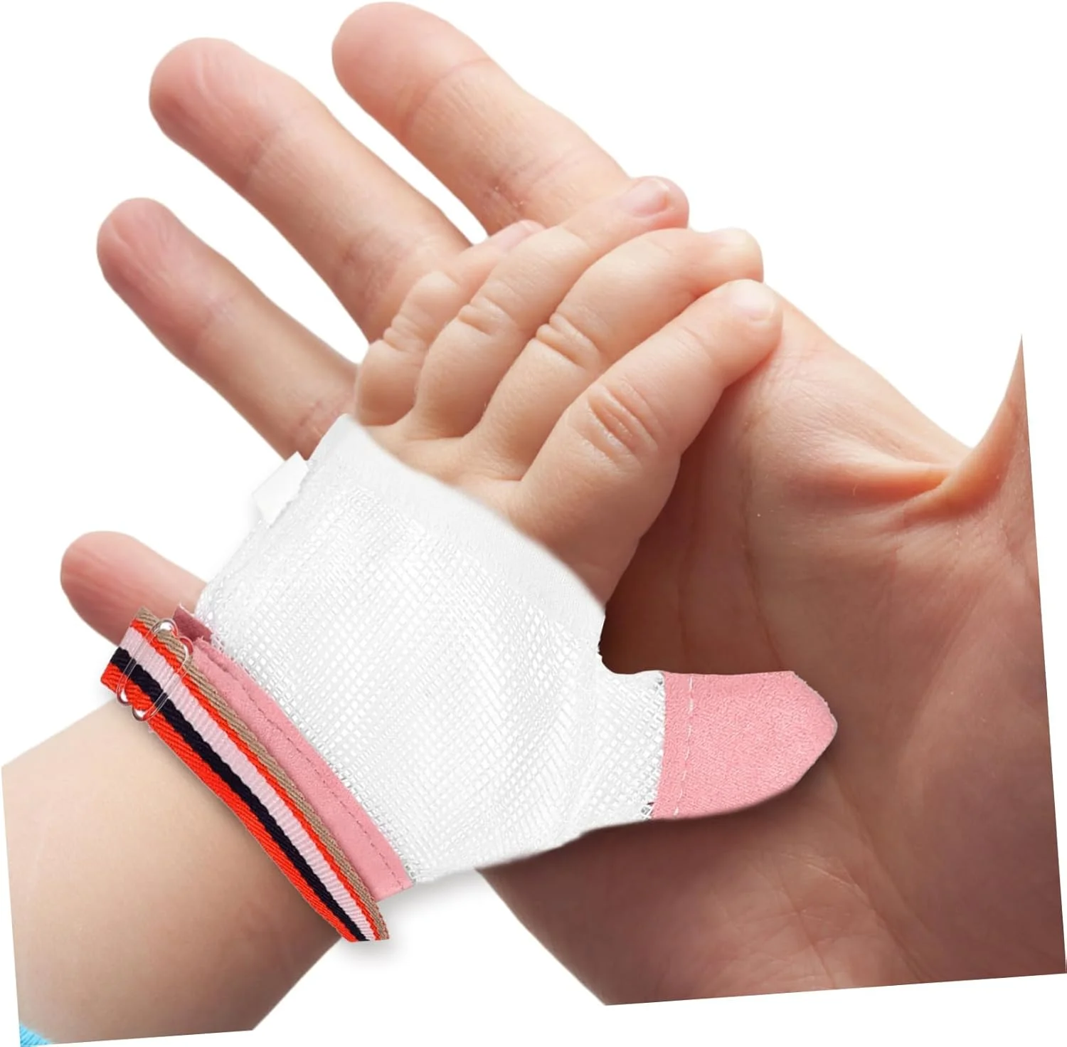 Healifty 2 جفت دستکش جلوگیری از مکیدن انگشت شست نوزاد، محافظ انگشت، دستکش ضد مکیدن انگشت شست کودک، محافظ انگشت شست تنفسی بدون خراش با مچ بند برای کودکان نوپا سفید