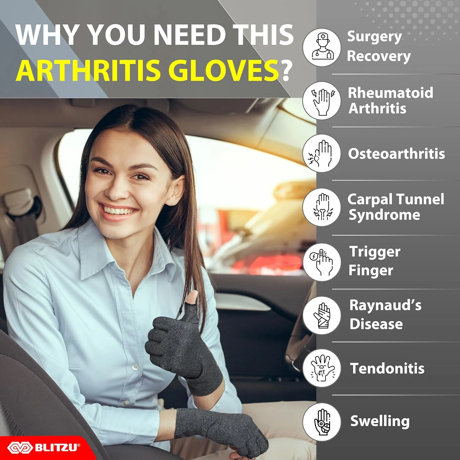 دستکش های فشاری آرتروز زنانه مردانه برای آسیب های فشاری مکرر، سندرم تونل کارپال، روماتیسم مفصلی، تاندونیت، دستکش های بدون انگشت برای تایپ با کامپیوتر