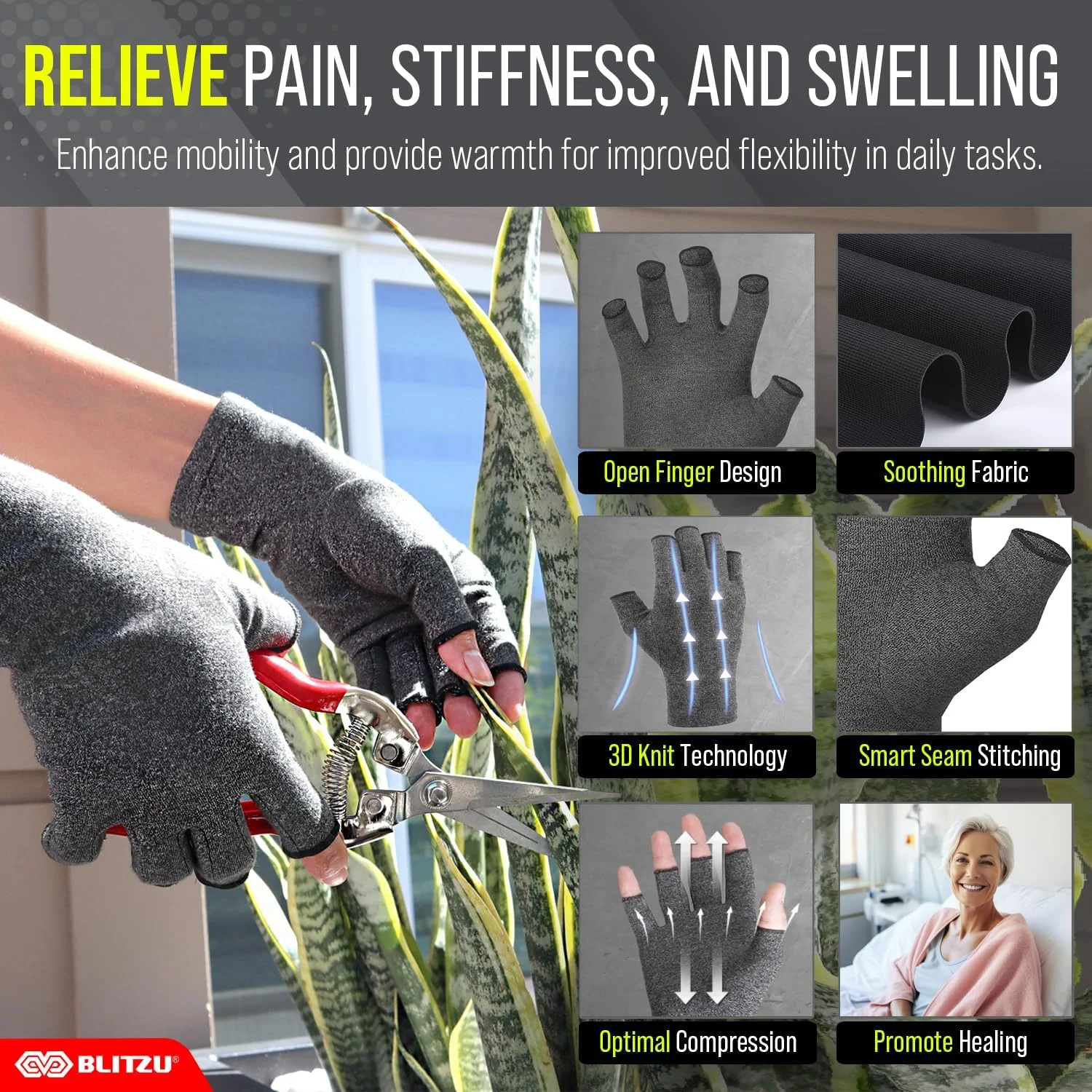 دستکش های فشاری آرتروز زنانه مردانه برای آسیب های فشاری مکرر، سندرم تونل کارپال، روماتیسم مفصلی، تاندونیت، دستکش های بدون انگشت برای تایپ با کامپیوتر