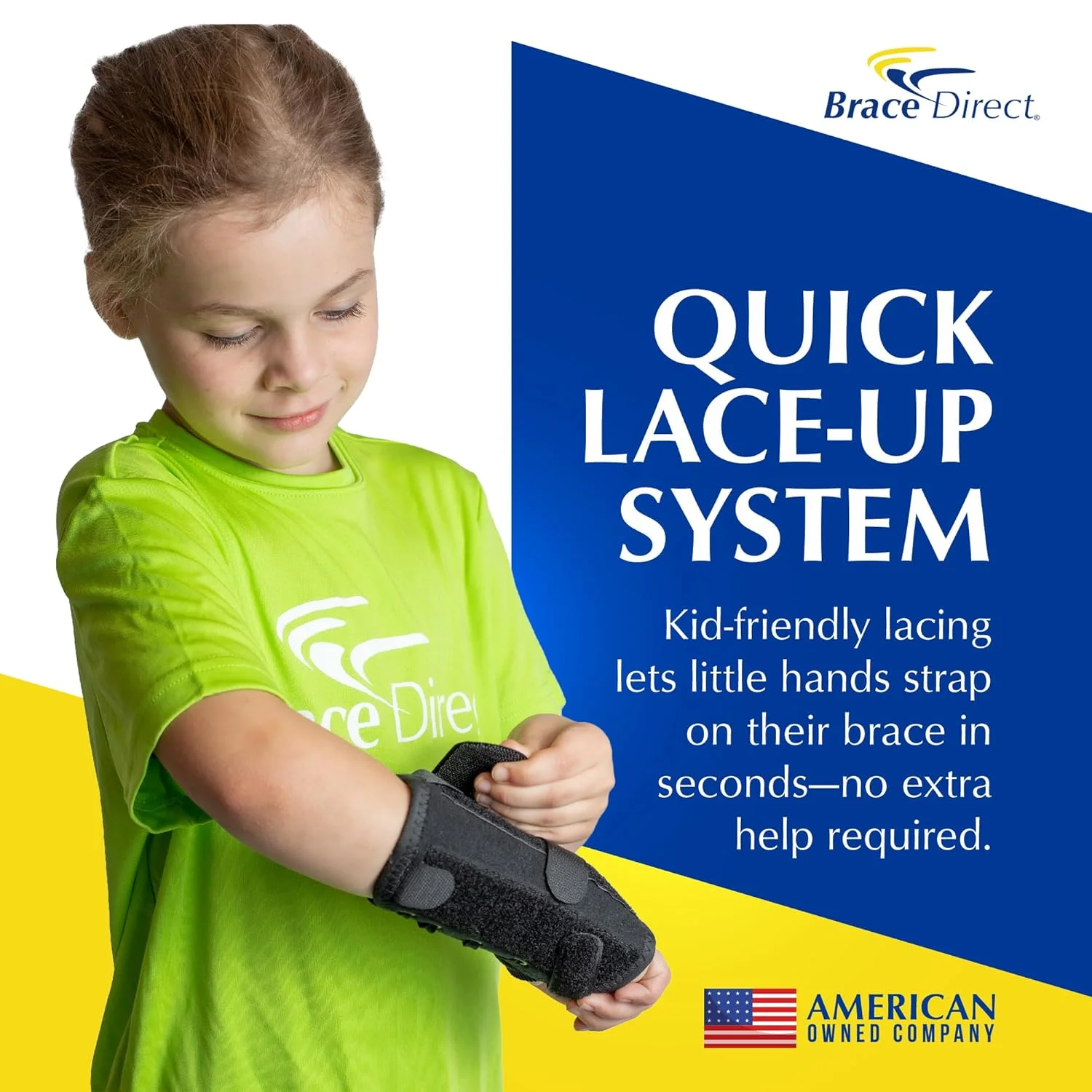 مچ بند توری کودکانه Brace Direct برای بی حرکت کردن مچ دست، رگ به رگ شدن و کشیدگی، سندرم تونل کارپال و سندرم دکوروان - سایزهای اطفال موجود در مچ دست چپ یا راست